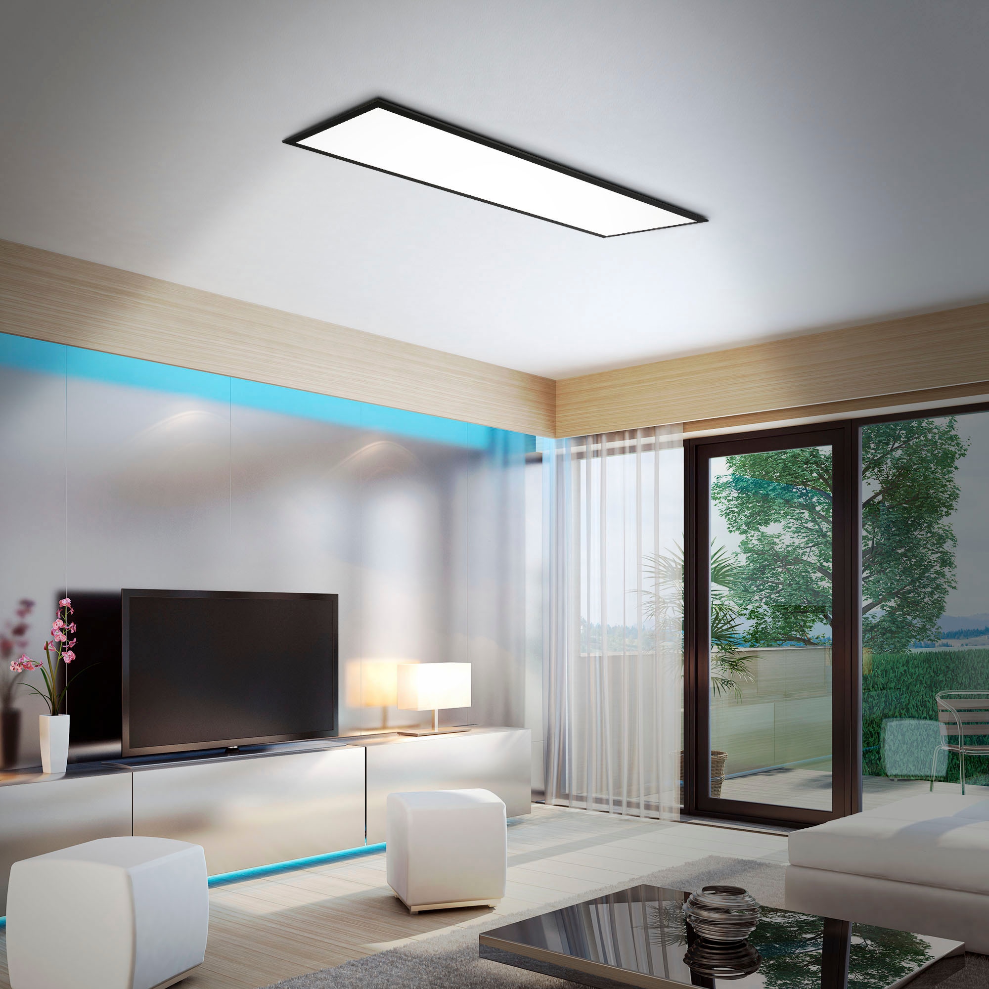 Briloner Leuchten LED Panel »7154015 Colour«, Leuchtmittel LED-Board | LED fest integriert, Deckenlampe, 119,6x29,6x6,5cm, Schwarz, 40W, Wohnzimmer, Schlafzimmer