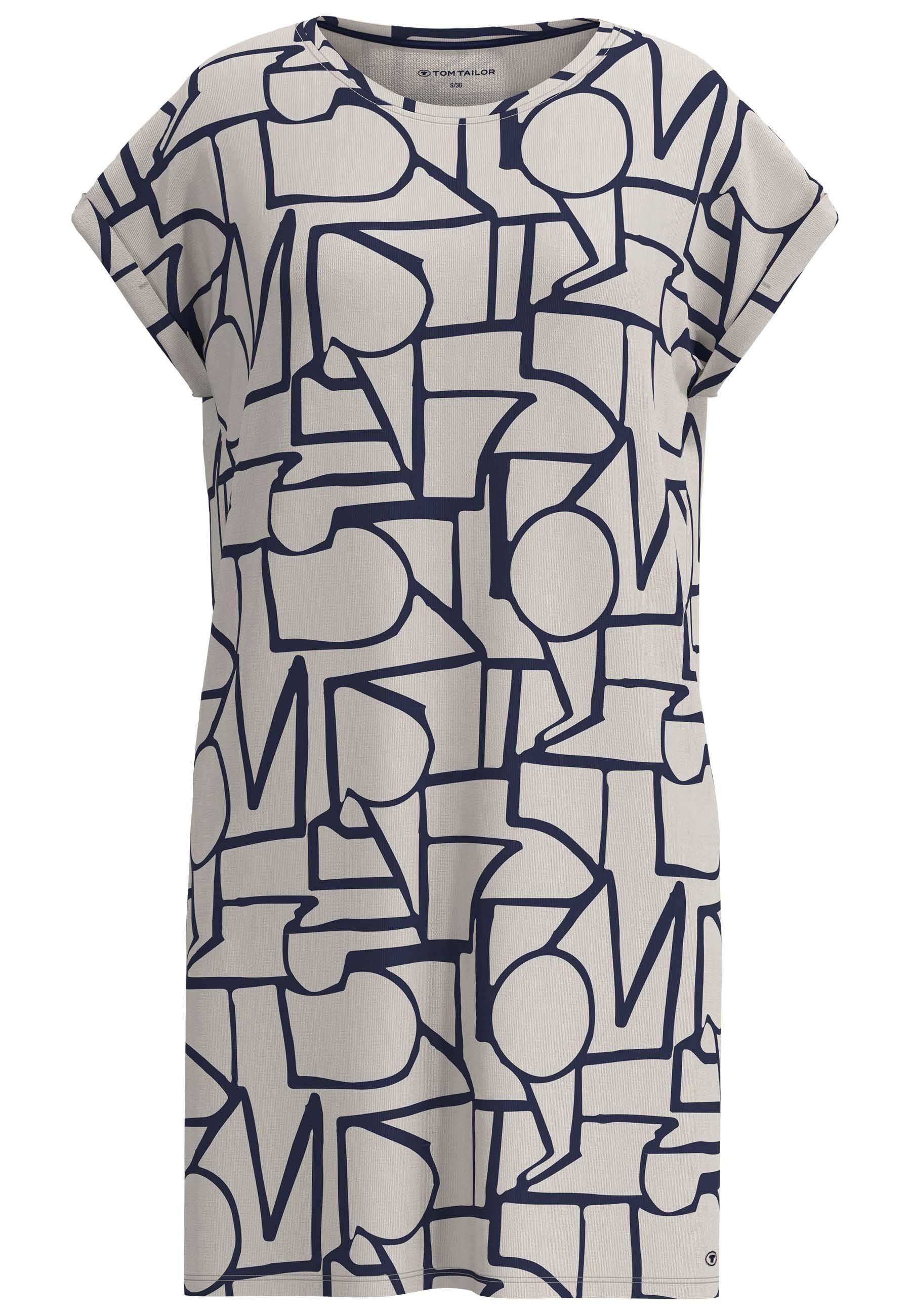 TOM TAILOR Nachthemd knielang, mit Muster, Kurzarm, Rundhalsausschnitt, Vis günstig online kaufen