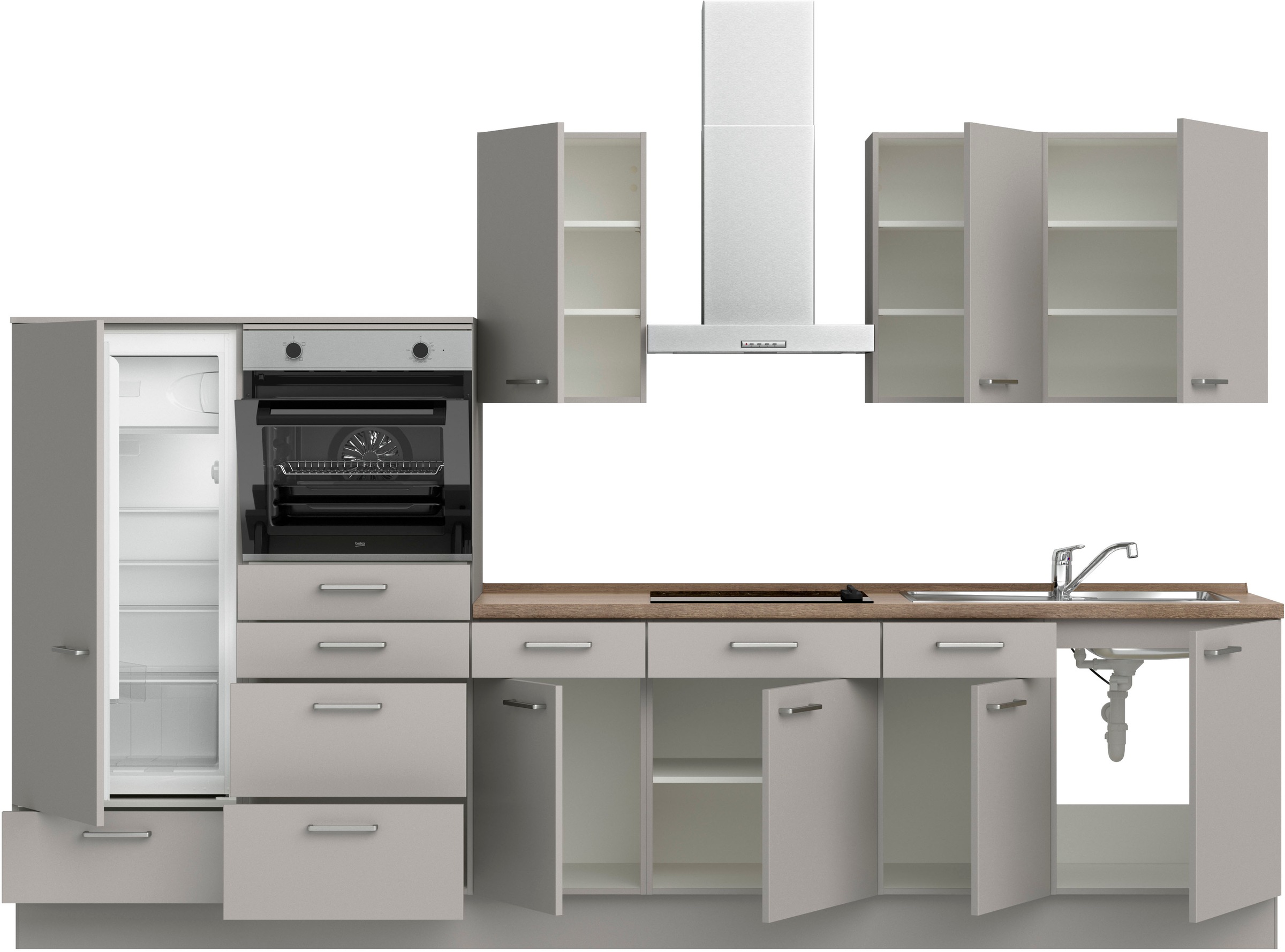 nobilia® Küchenzeile »"Touch I"«, vormontiert, Ausrichtung wählbar, Breite 330 cm, wahlw. mit E-Geräten