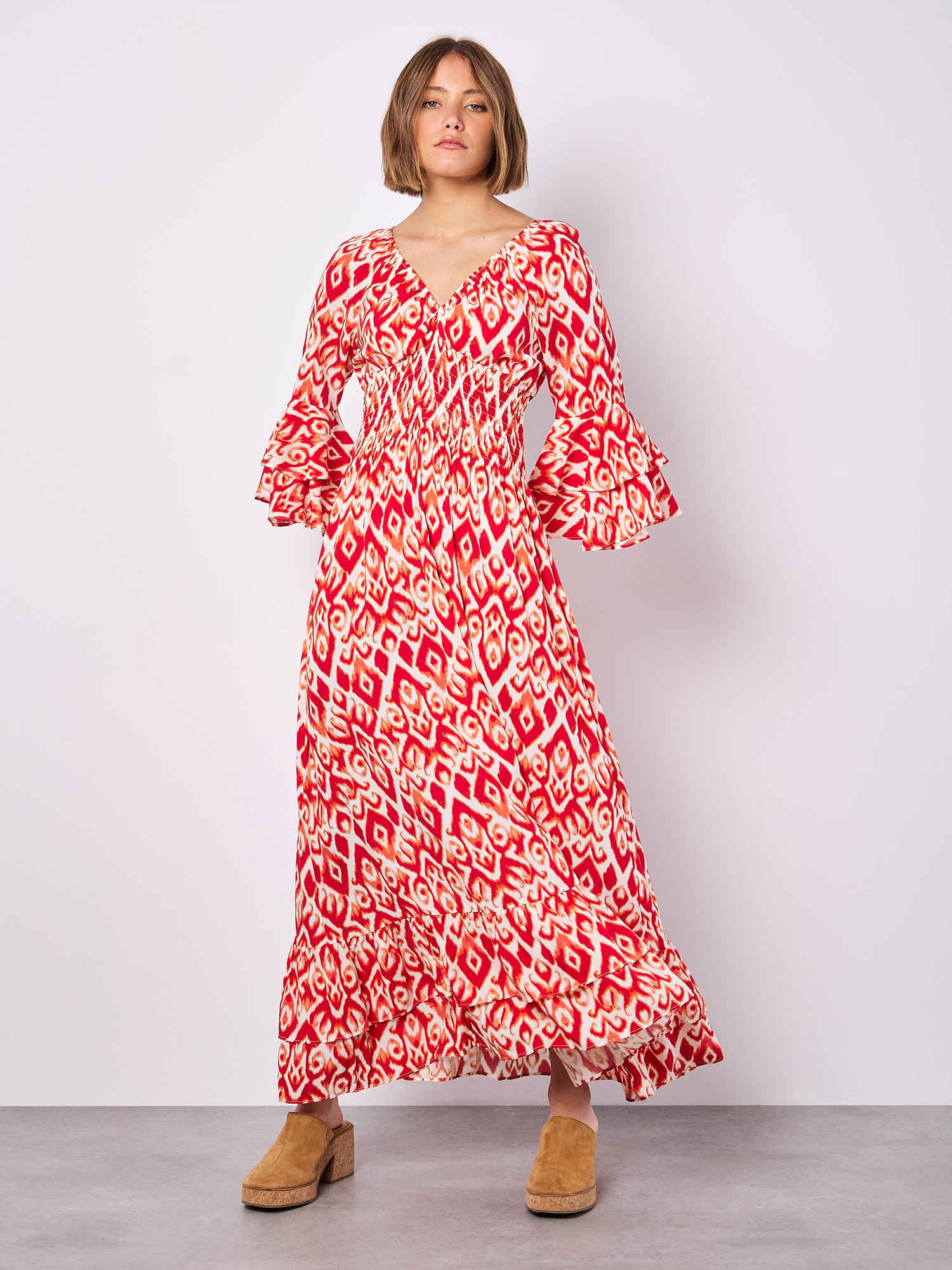 Apricot Maxikleid "Maxikleid" Mit Rüschenärmeln