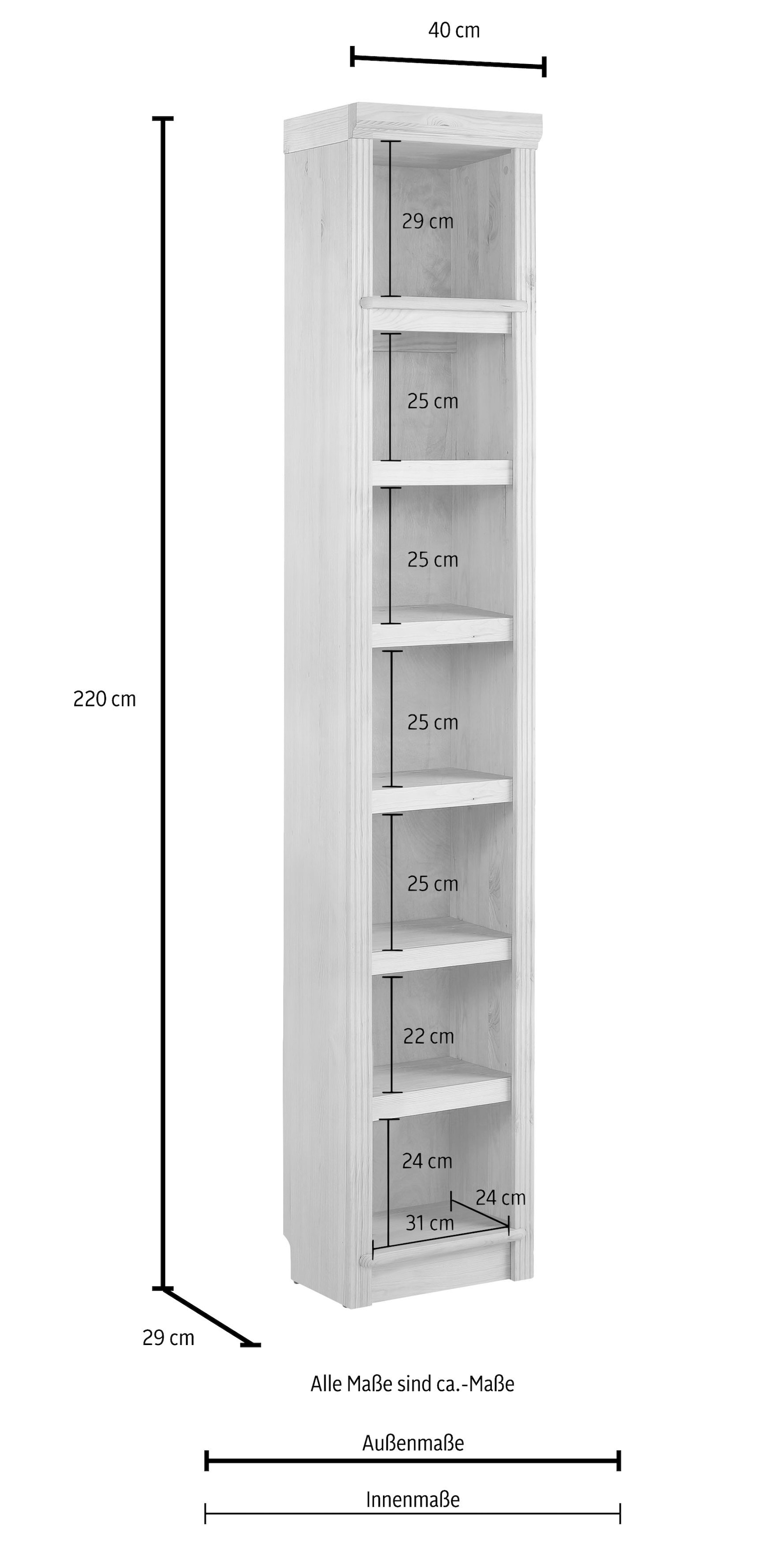 Home affaire Bücherregal »Soeren«, aus massiver Kiefer, in 2 Höhen, Tiefe 29 cm, mit viel Stauraum