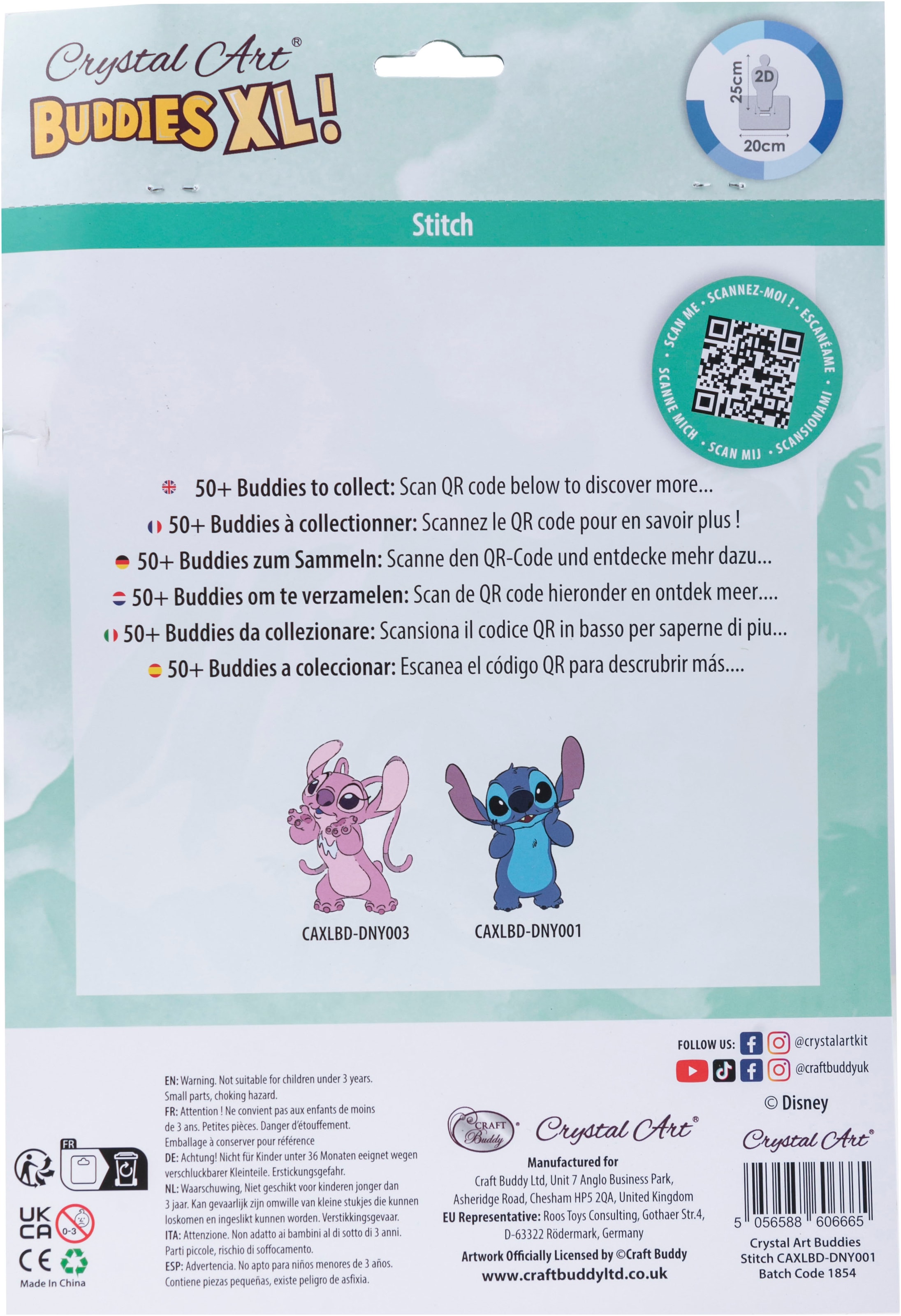 CRAFT Buddy Kreativset »Crystal Art, Buddies XL, Stitch«