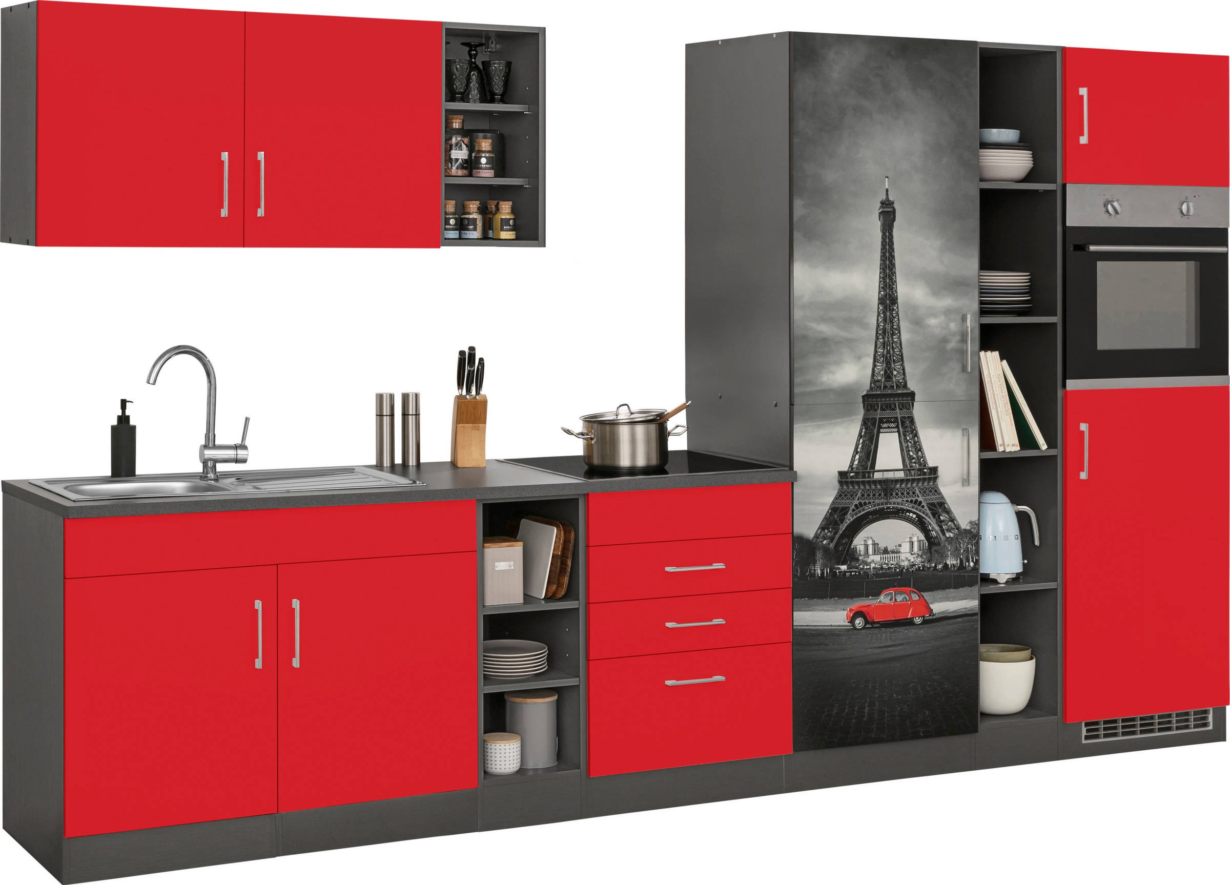 KOCHSTATION Küchenzeile »KS-Paris«, ohne E-Geräte, Breite 390 cm