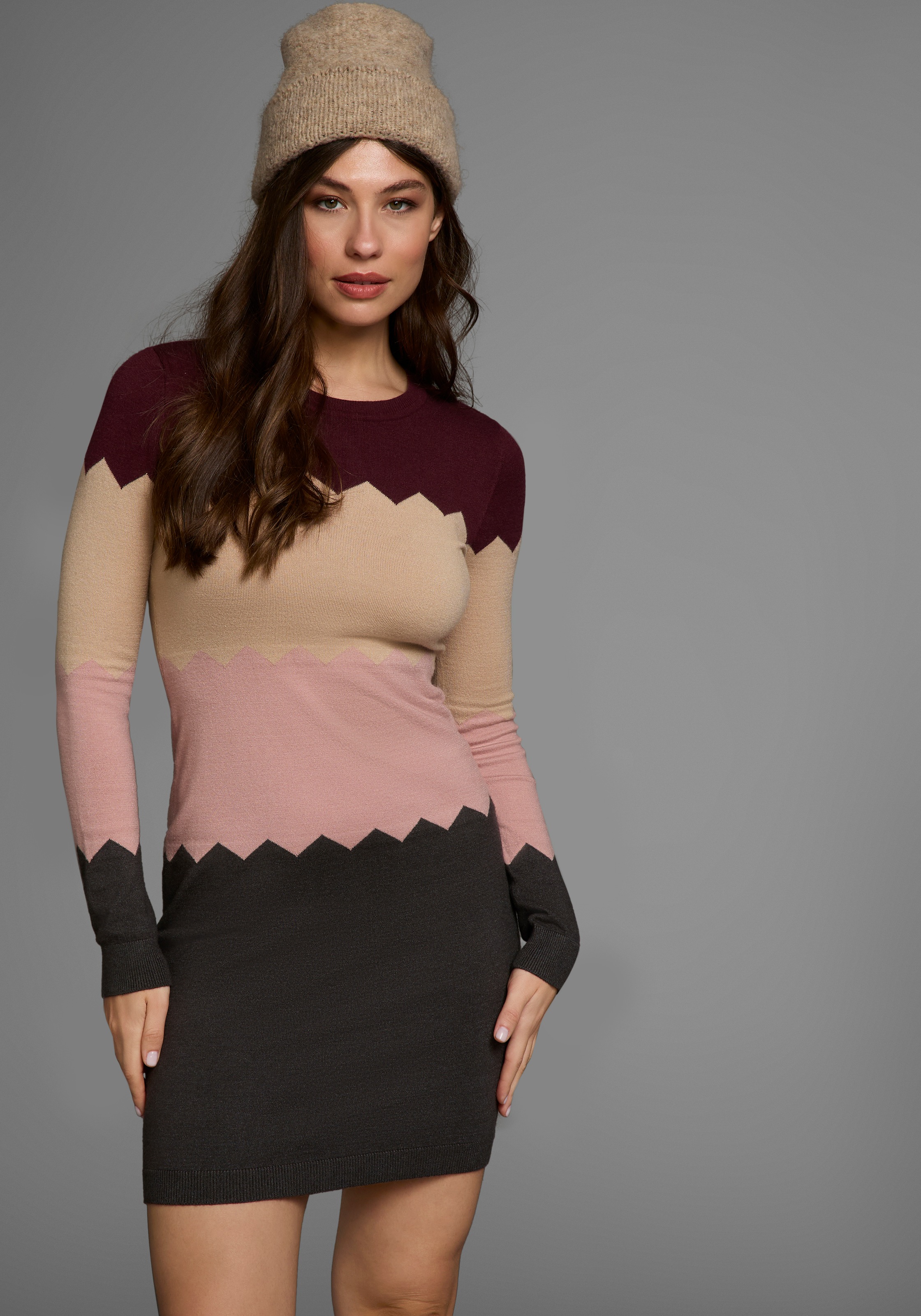 Laura Scott Strickkleid, figurbetont, mit besonderem Streifenmuster günstig online kaufen