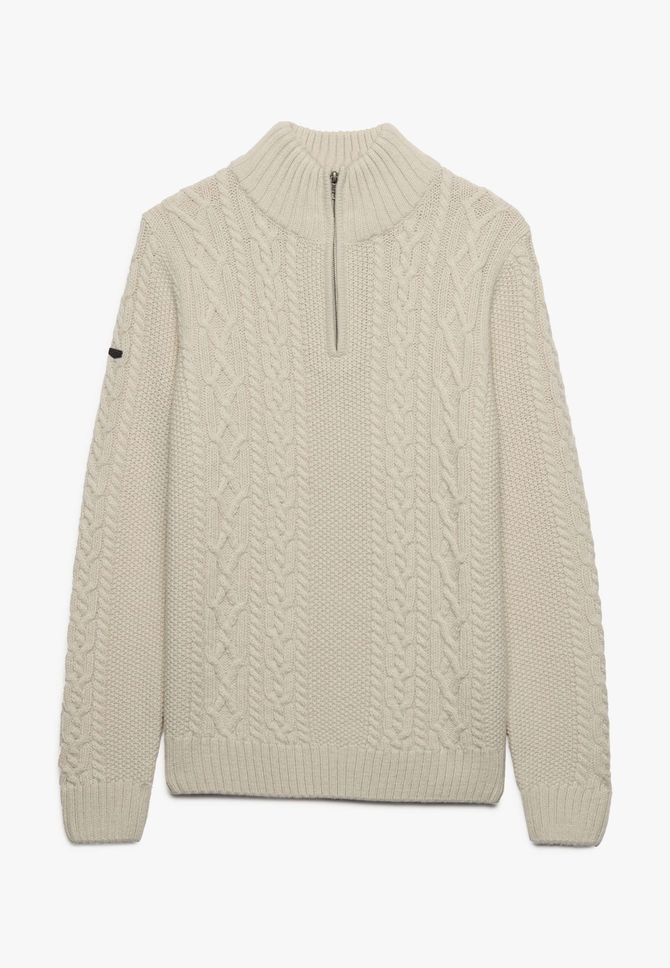 Superdry Strickpullover »JACOB CABLE HALF ZIP KNIT« Materialmix, slim fit