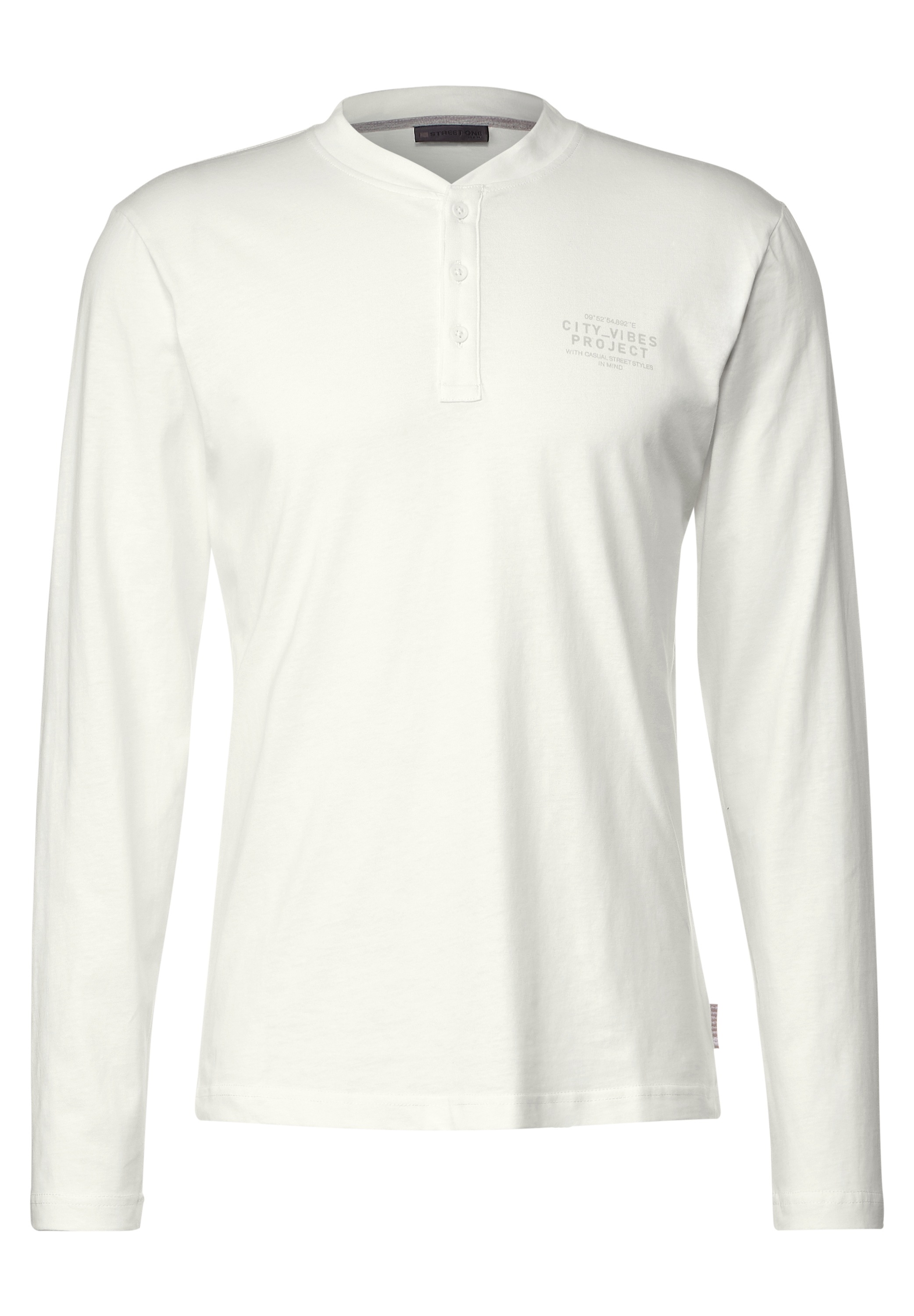 STREET ONE MEN Langarmshirt, mit Knopfleiste