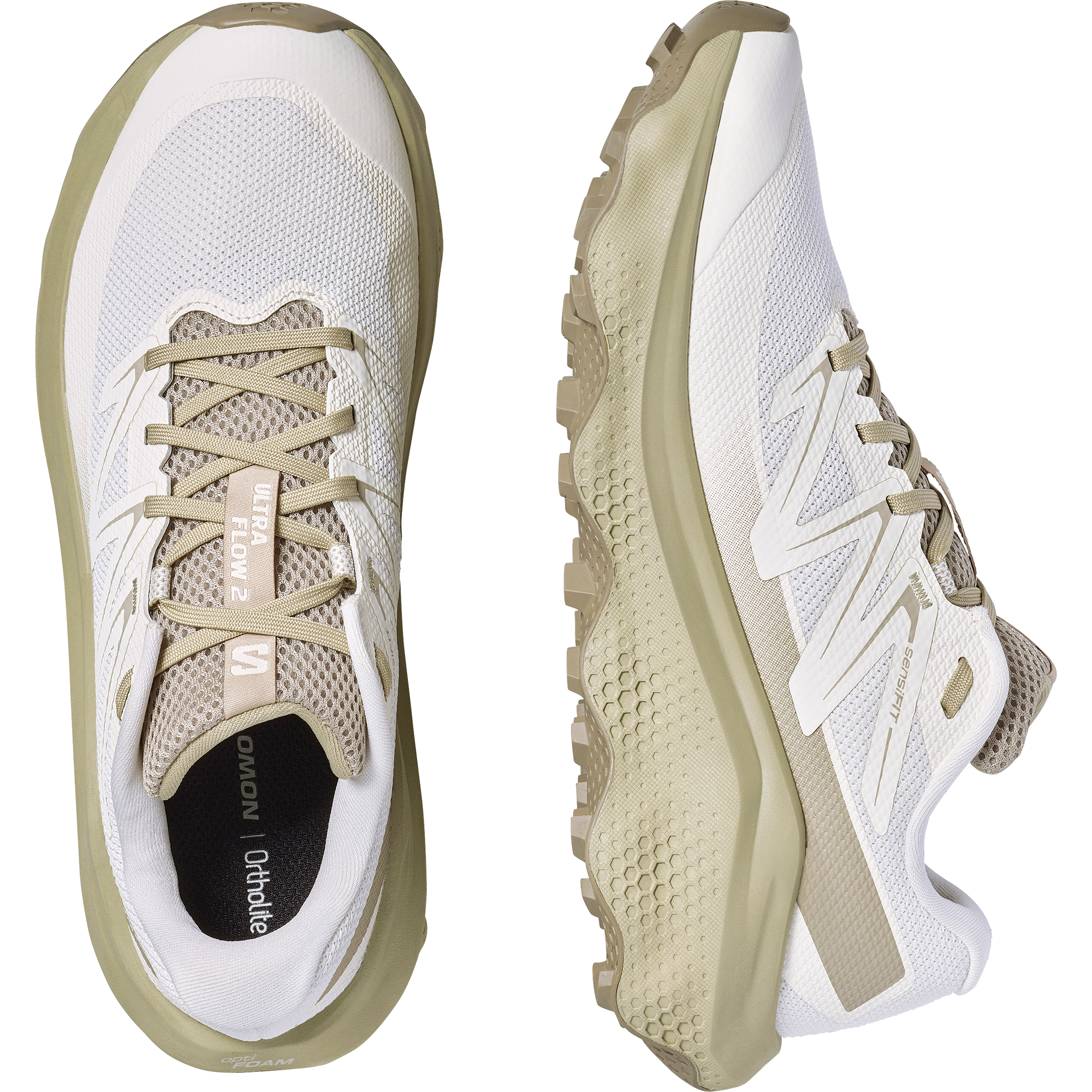 Trailrunningschuh SALOMON "ULTRA FLOW 2", Herren, Gr. 43, vanilla ice, eucalyptus, dusty gelb, Synthetik, Textil, Schuhe 3