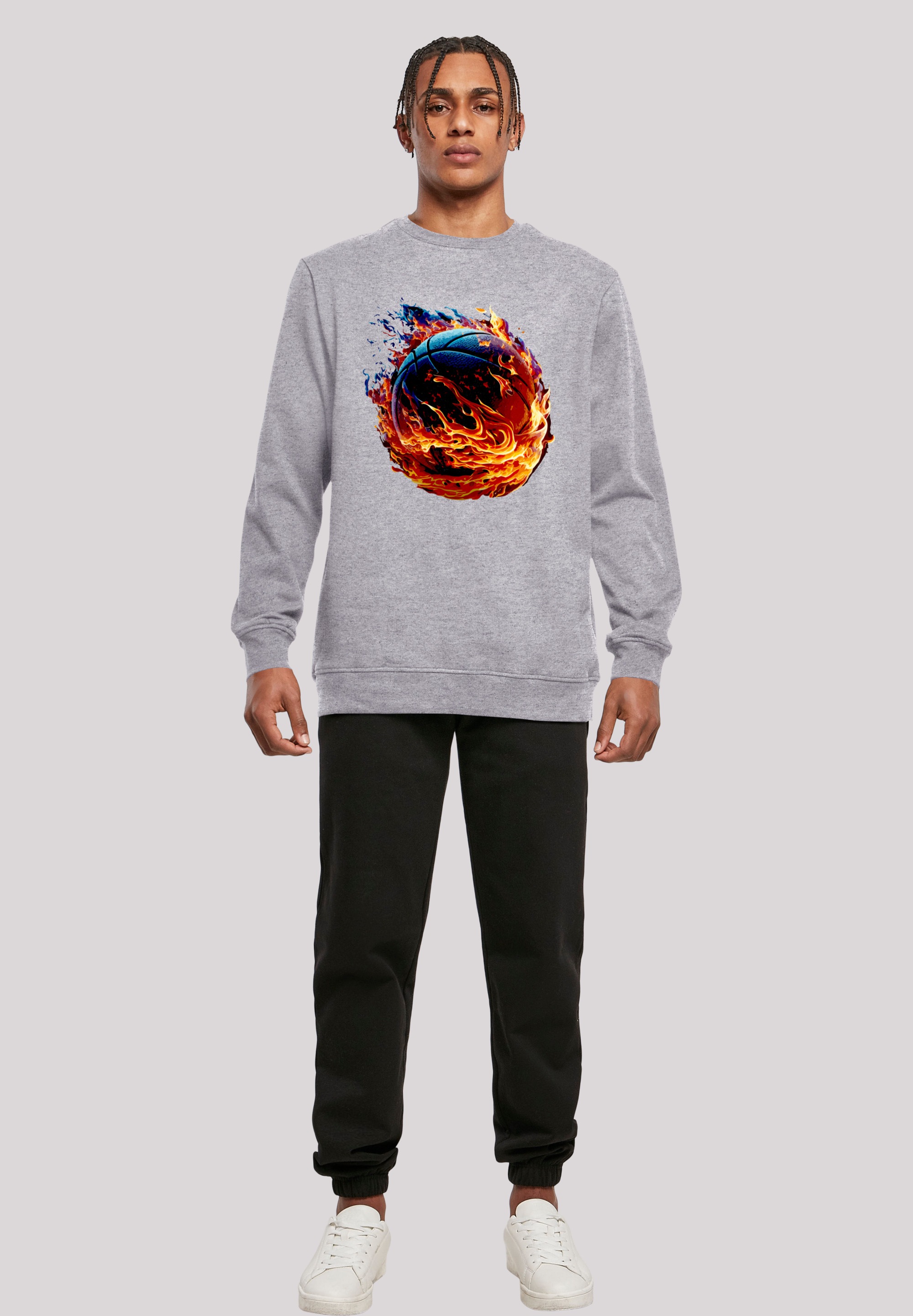 F4NT4STIC Kapuzenpullover »Basketball On Fire Sport CREW«, Print