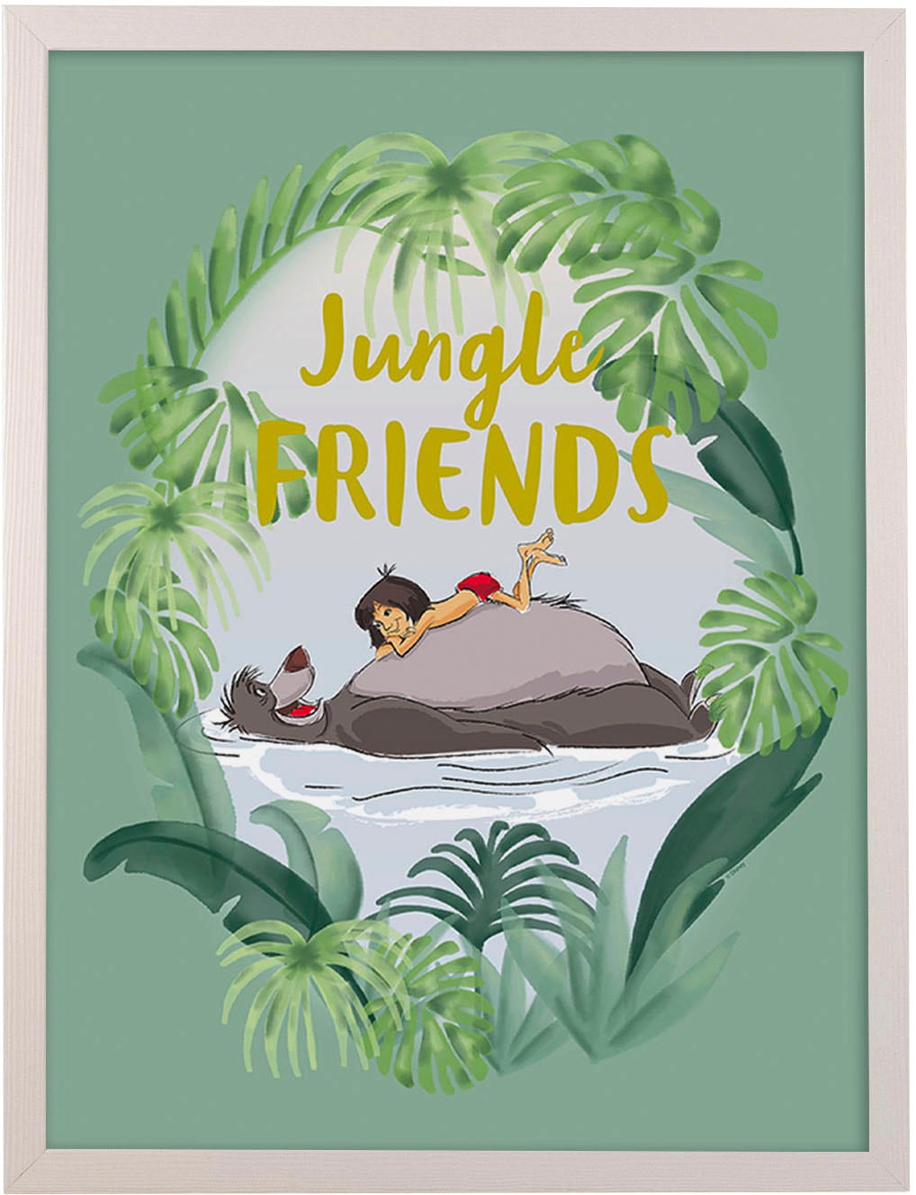 Komar Bild mit Rahmen »Bilderrahmen Holz White mit Wandbild "Jungle Book Friends" als Set«