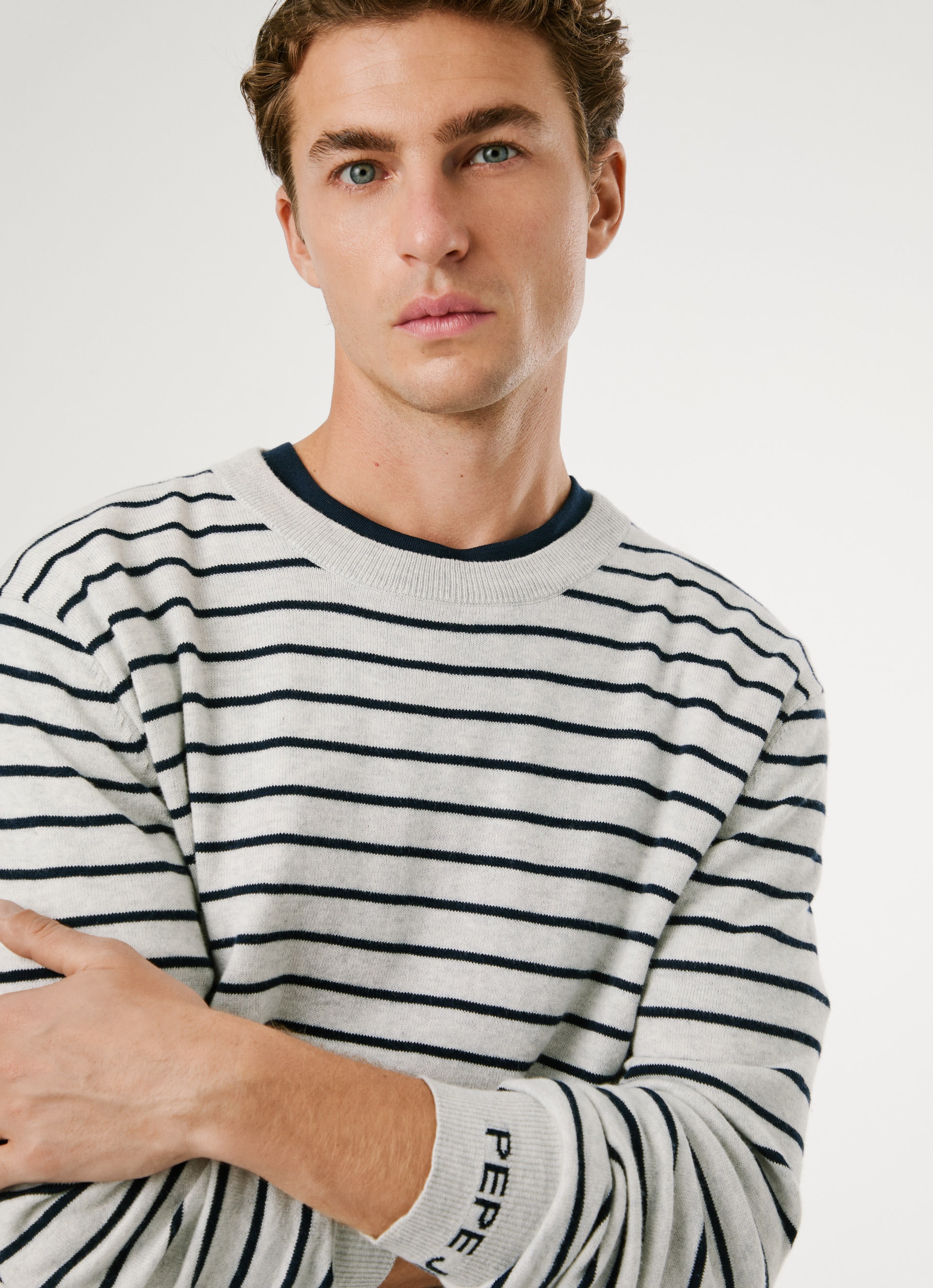 Thumbnail - Pepe Jeans Rundhalspullover "ANDRE STRIPES" mit Kaschmir-Anteil, gestreift