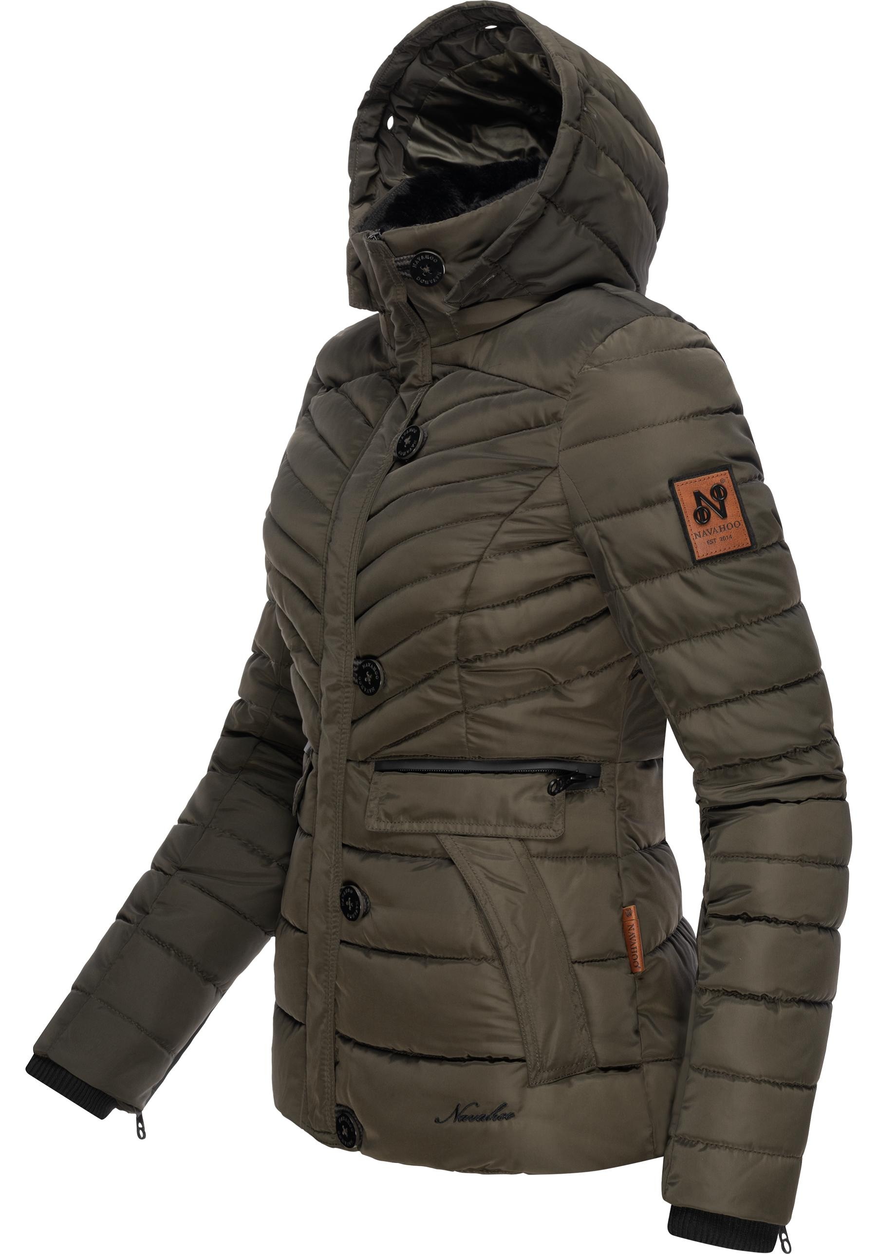 Navahoo Winterjacke »Wisteriaa«, mit Kapuze, Warm gefütterte Steppjacke mit Kunstfell-Kapuze