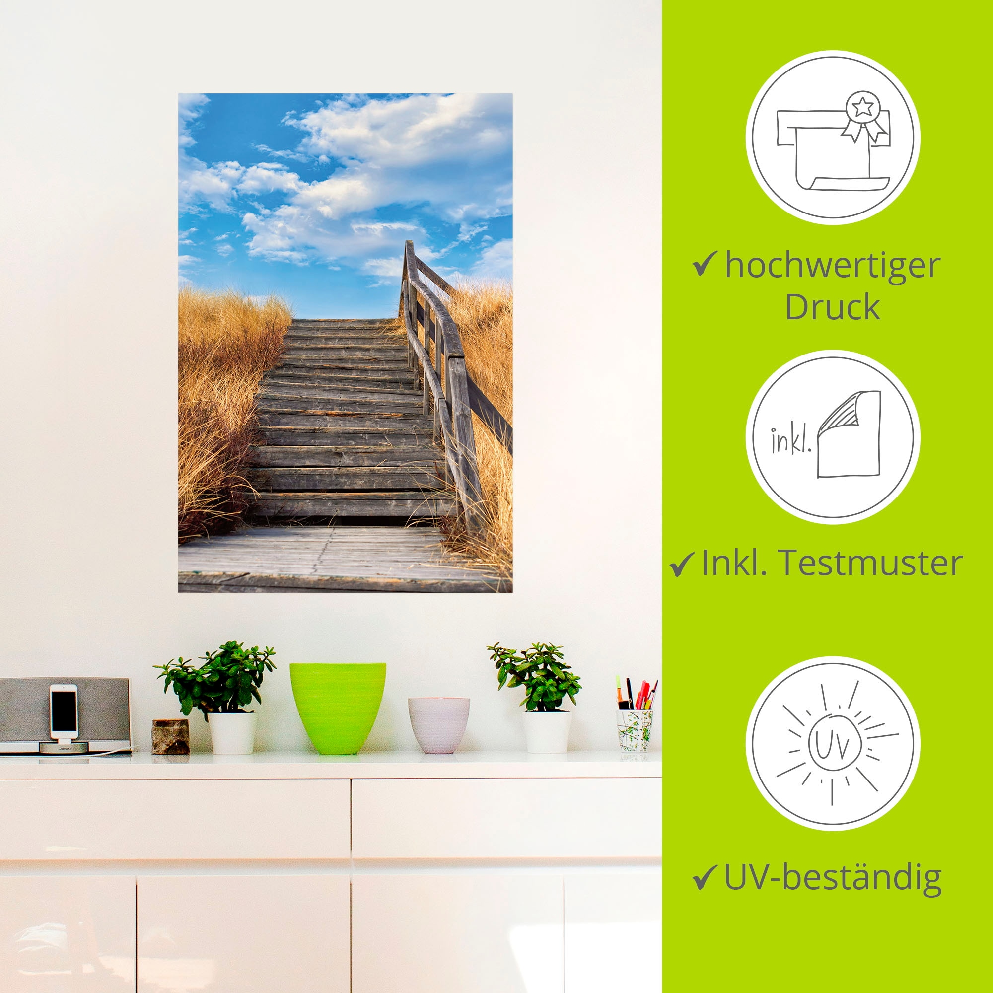 Artland Wandbild »Treppe Bohlenweg Insel Amrum«, Küstenbilder, (1 St.), als Poster, Wandaufkleber in verschied. Größen
