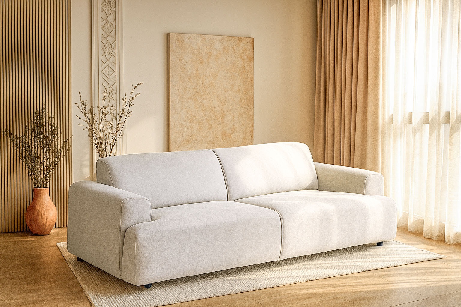 andas 3-Sitzer »Linkka, Breite 237 cm«, in einem weichen Chenille-Stoff, mit Wellenunterfederung