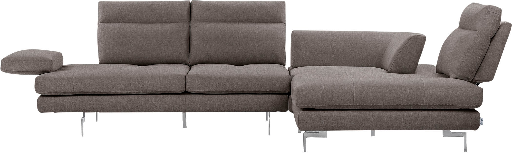 CALIA ITALIA Ecksofa »Toby Wing, L-Form, Designsofa mit sensationellem Sitzkomfort«, Sitztiefenverstell.,wahlw. mit Kissen-Set, Füße chrom glänzend