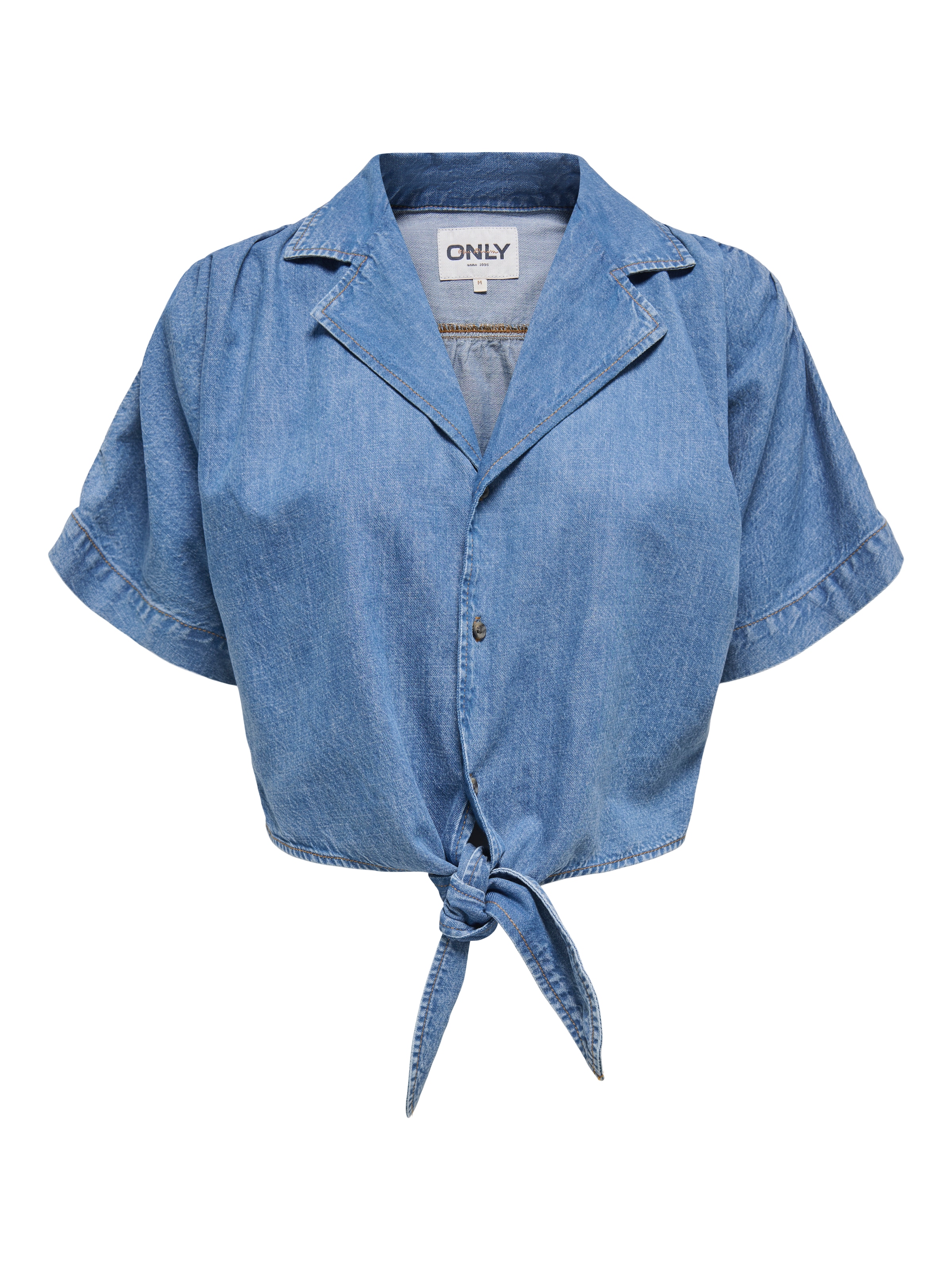 ONLY Jeansbluse »ONLPAULA S/S TIE SHIRT DNM AKM« Baumwollmischung, regular fit