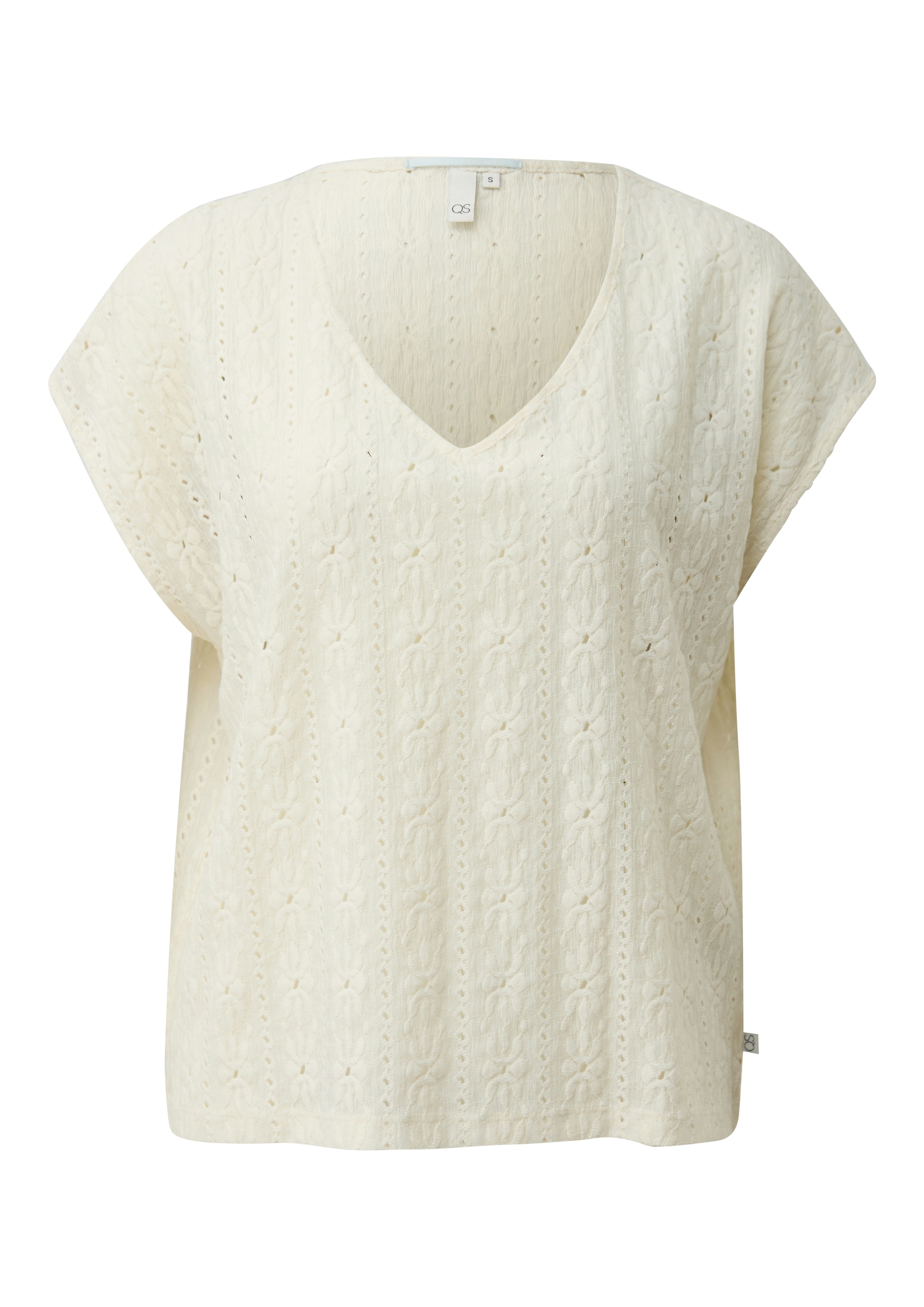 QS Kurzarmshirt mit Häkel-Applikationen