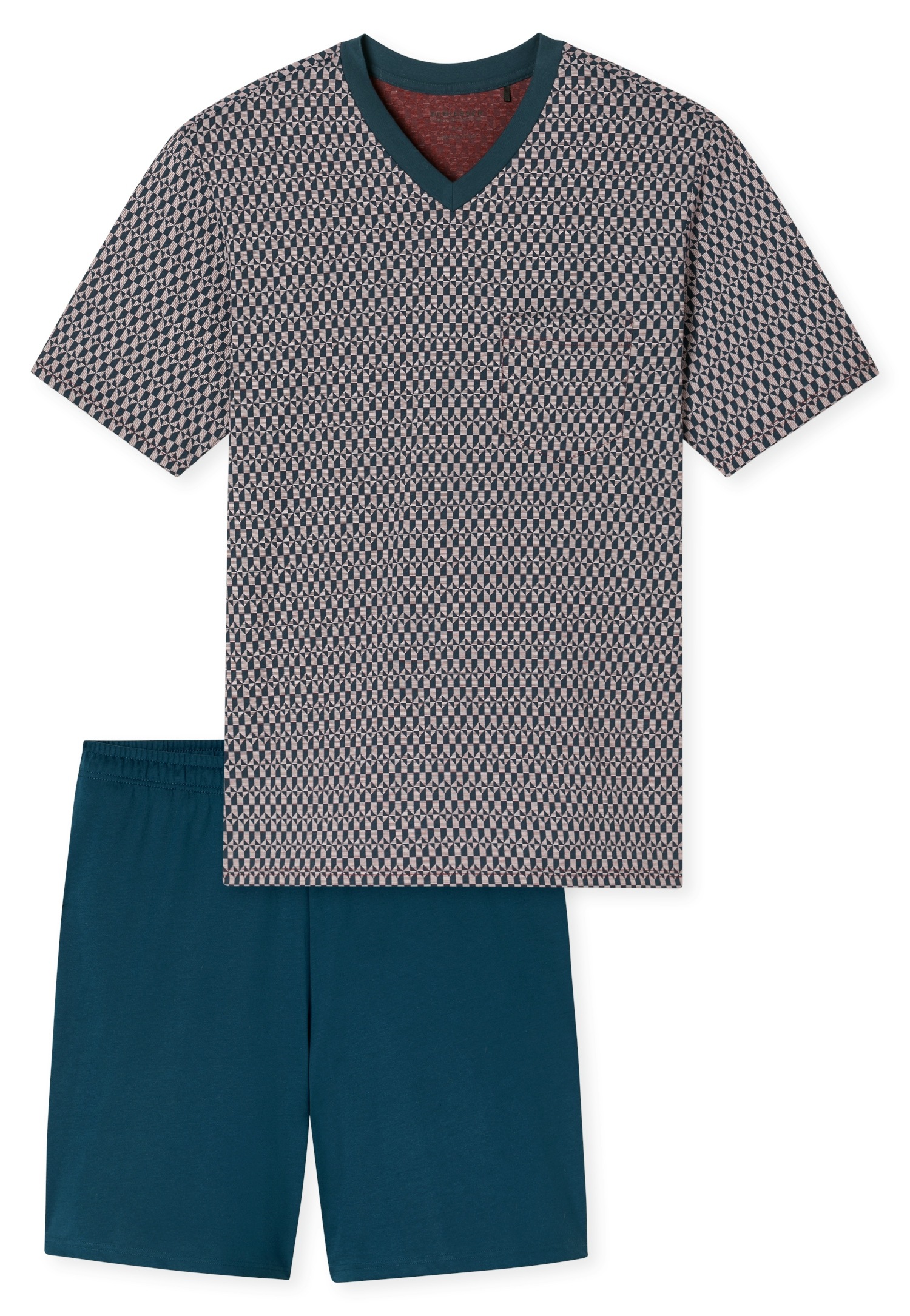 Schiesser Shorty "Comfort Nightwear" 2 mit klassischem Karo-Muster, V-Aussc günstig online kaufen