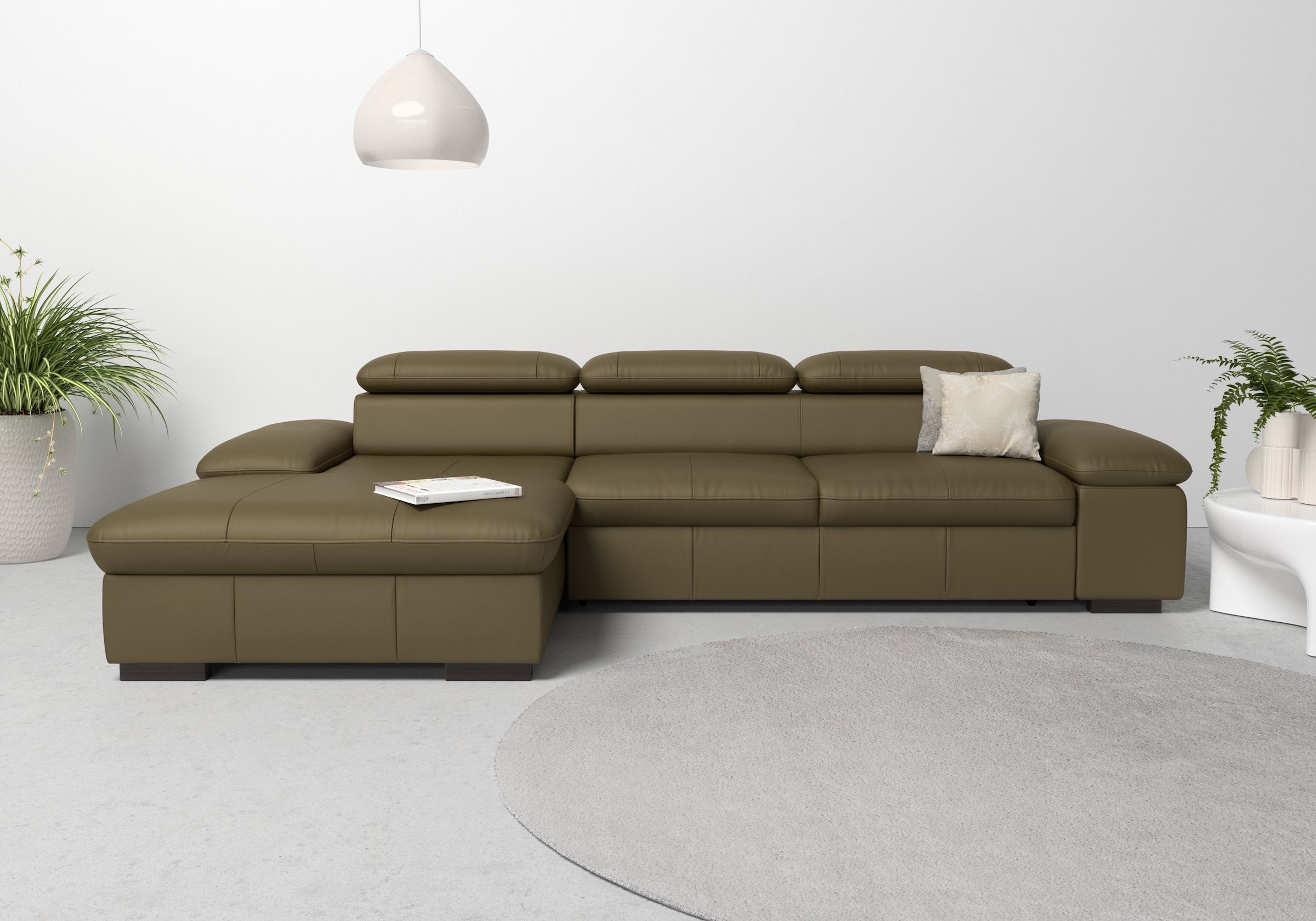 OTTO home Ecksofa "Alberto L-Form" mit Kopfteilverstellung, wahlweise mit Schlaffunktion