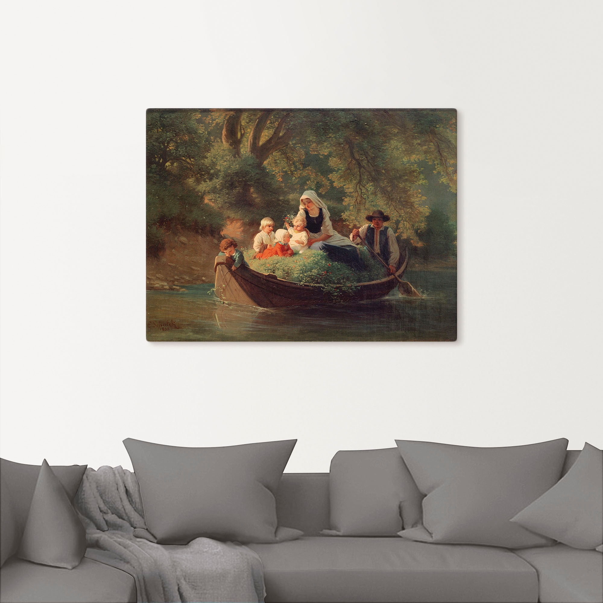 Artland Wandbild "Bauernfamilie in einem Boot", Gruppen & Familien, (1 St.) günstig online kaufen