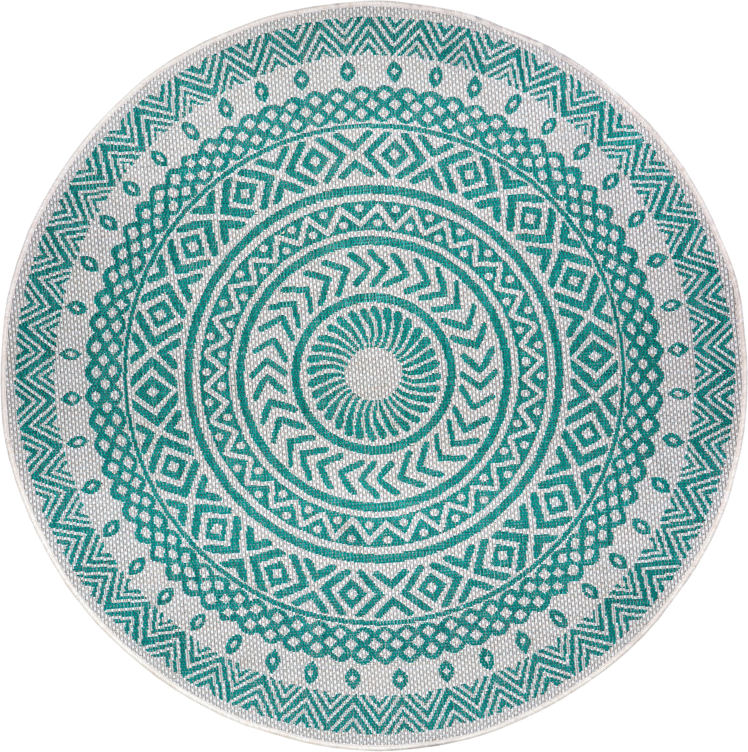 NORTHRUGS Teppich »Giro«, rund, Rechnung gekettelt, auf Pflegeleicht Design, Robust, | Mandala Flachgewebe BAUR