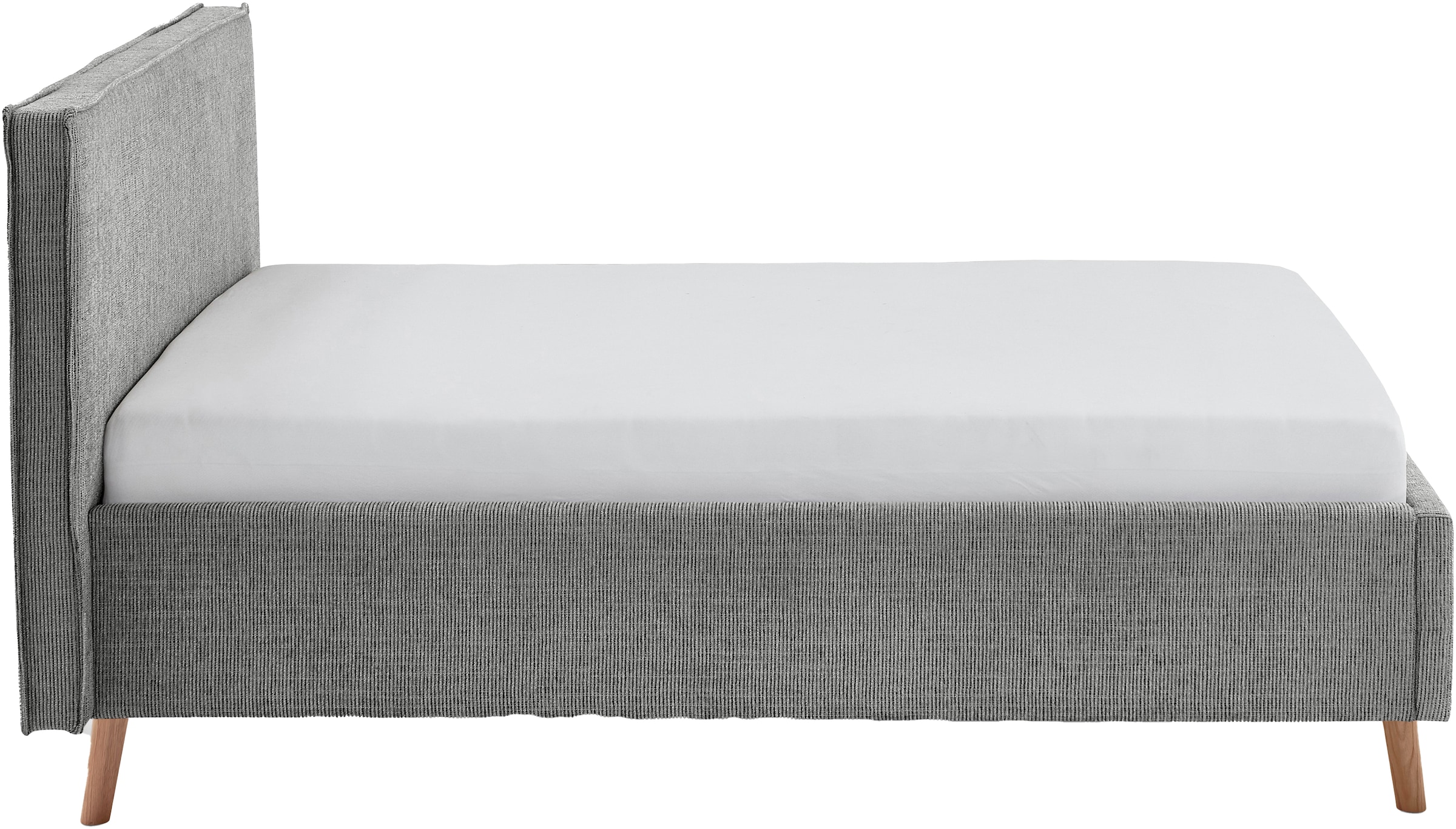 meise.möbel Polsterbett »Riva«, mit eichefarbigen Holzfüßen, wahlweise mit Bettkasten und Lattenrost