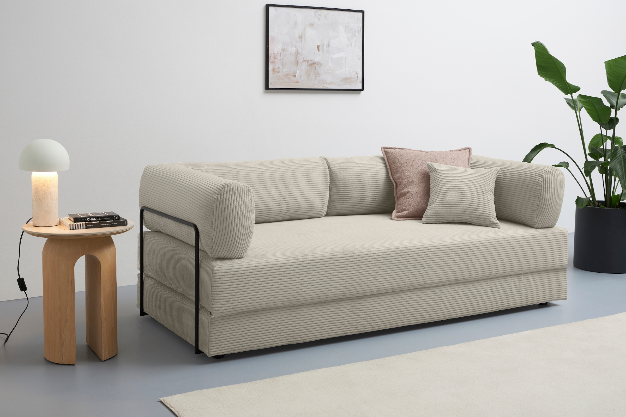 homsy by Ana Johnson Schlafsofa »Folda Dauerschläfer, B: 206 cm, Liegefl. 181x198 cm« mit Bett-/Schlaffunktion, inkl. 1x Zierkissen, Tonnentaschenfederkern