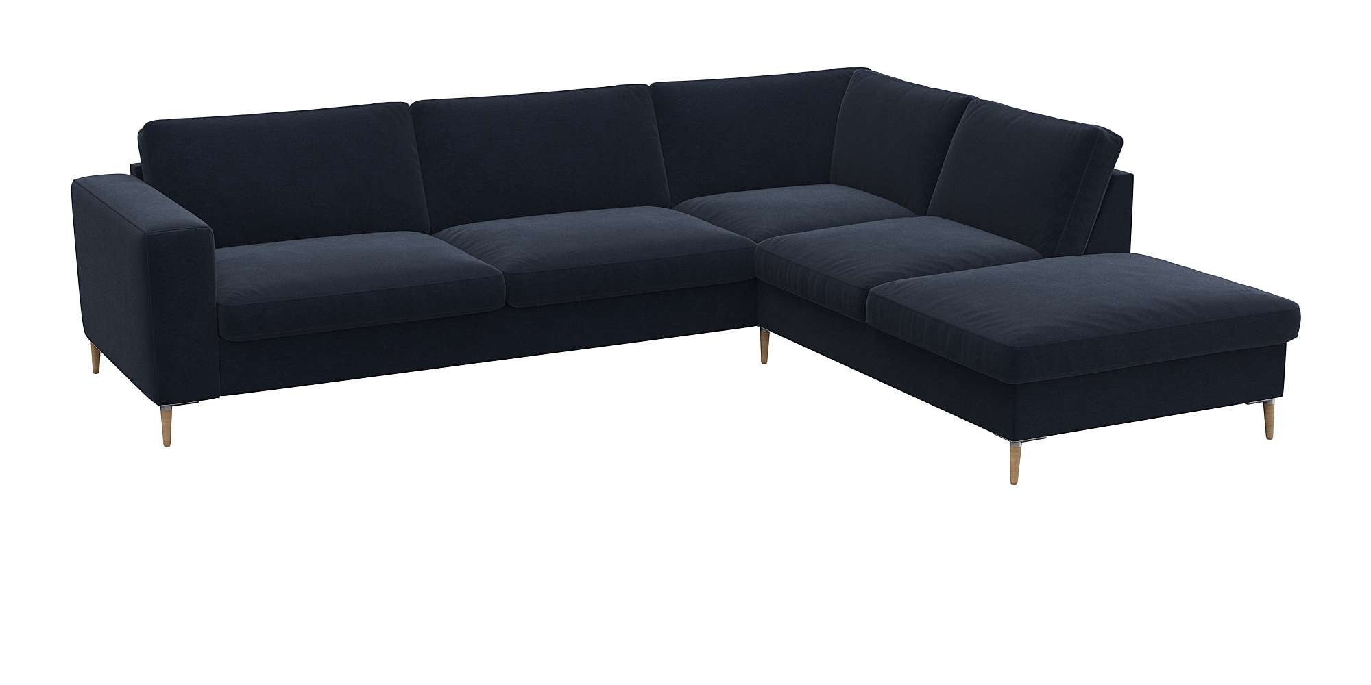 FLEXLUX Ecksofa »Fiore, Sitzaufbau mit hochwertigem Kaltschaum für mehr Sitzkomfort«, breite Armlehnen, L-Form, Füße Alu/Eiche