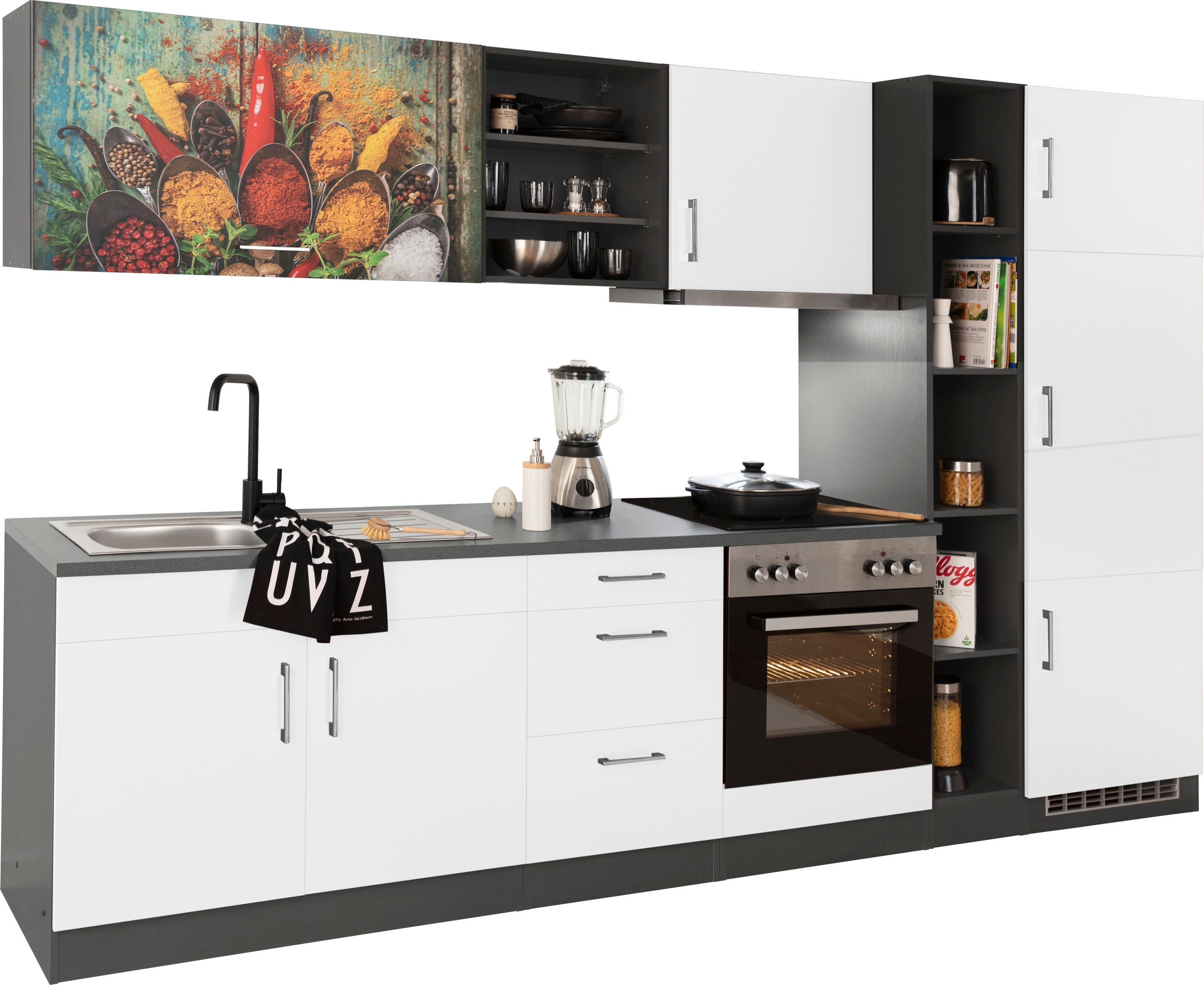 KOCHSTATION Küchenzeile »KS-Paris«, mit E-Geräten, Breite 300 cm