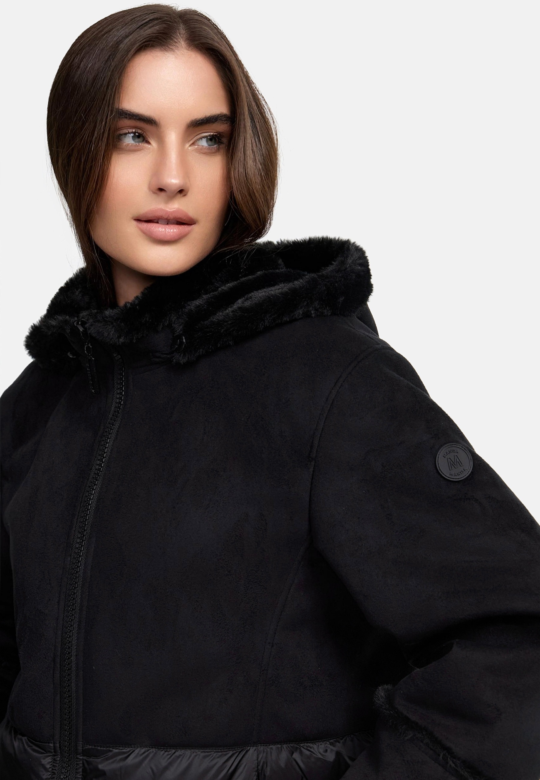 MANISA Kurzjacke, mit Kapuze, mit Teddyfell-Kapuze