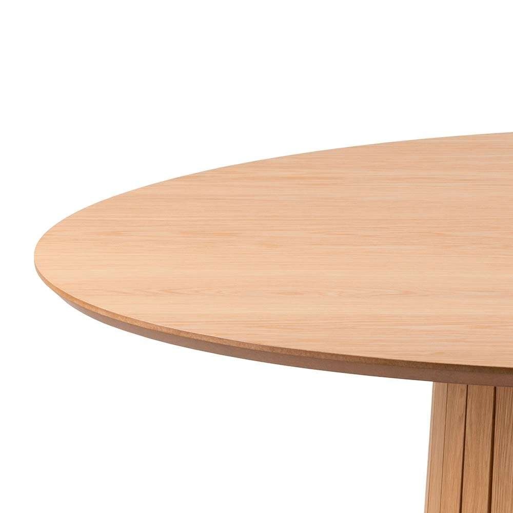 Esstisch ACTONA GROUP "Christo Tisch, Wohnzimmertisch", braun (eiche), B:120cm H:75cm T:120cm, Tische, Esstisch, rund, Eichenfurnier, Säulenfuß, Lamellenfront, Ø: 120 cm 2