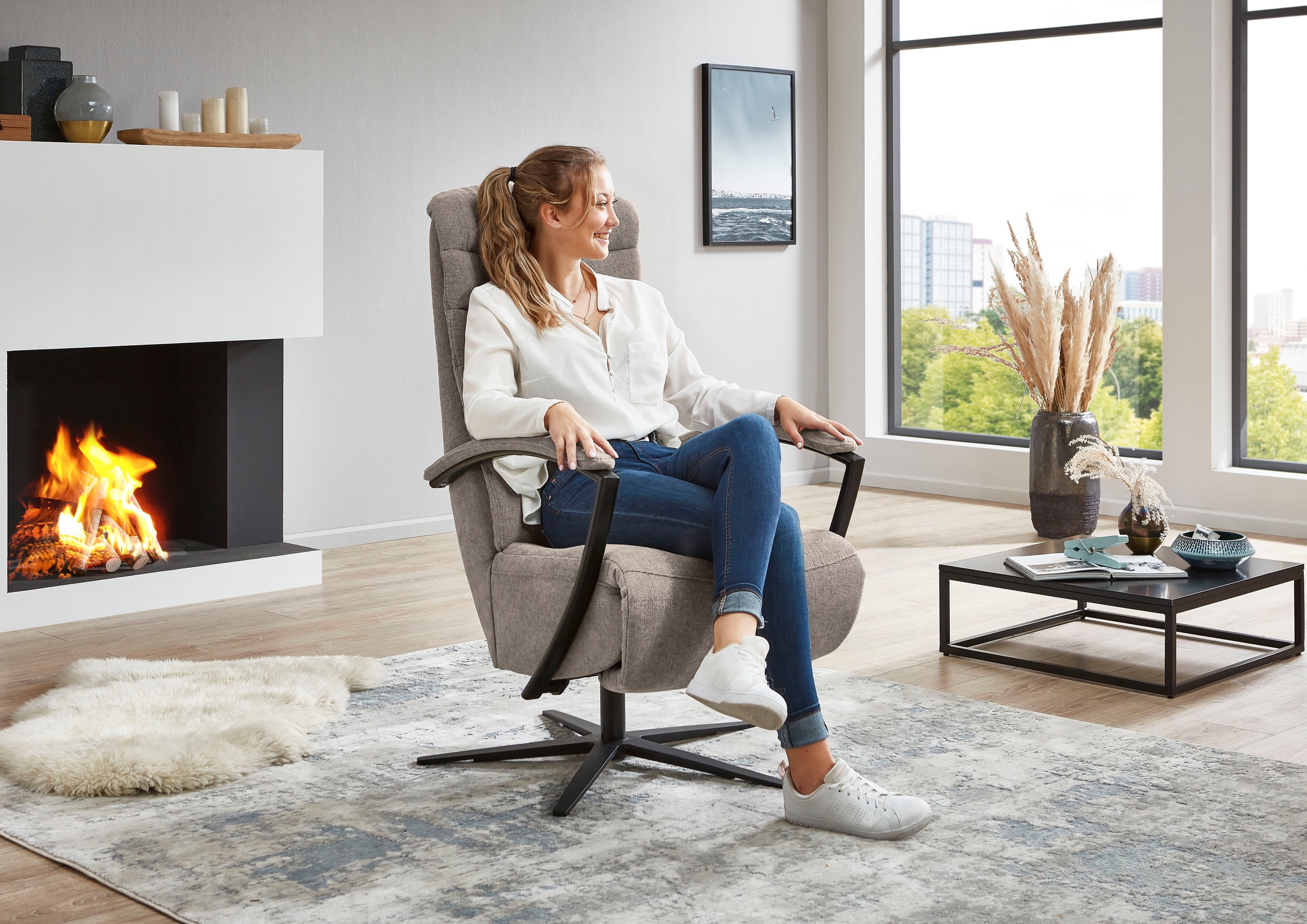 Die PlanBar Relaxsessel »Relaxsessel mit Metallsternfuß, Relaxfunktion und Kopfteilverstellung« 1 Stk. tlg.