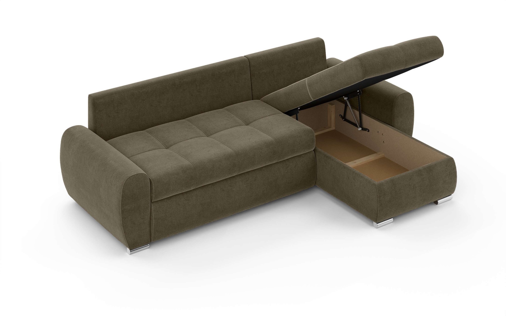 INOSIGN Ecksofa »HAVERHILL Schlafsofa mit Bettkasten, Maße B/H/T: 237/89/166 cm«, L-Form mit Recamiere links oder rechts bestellbar, Wellenunterfederung