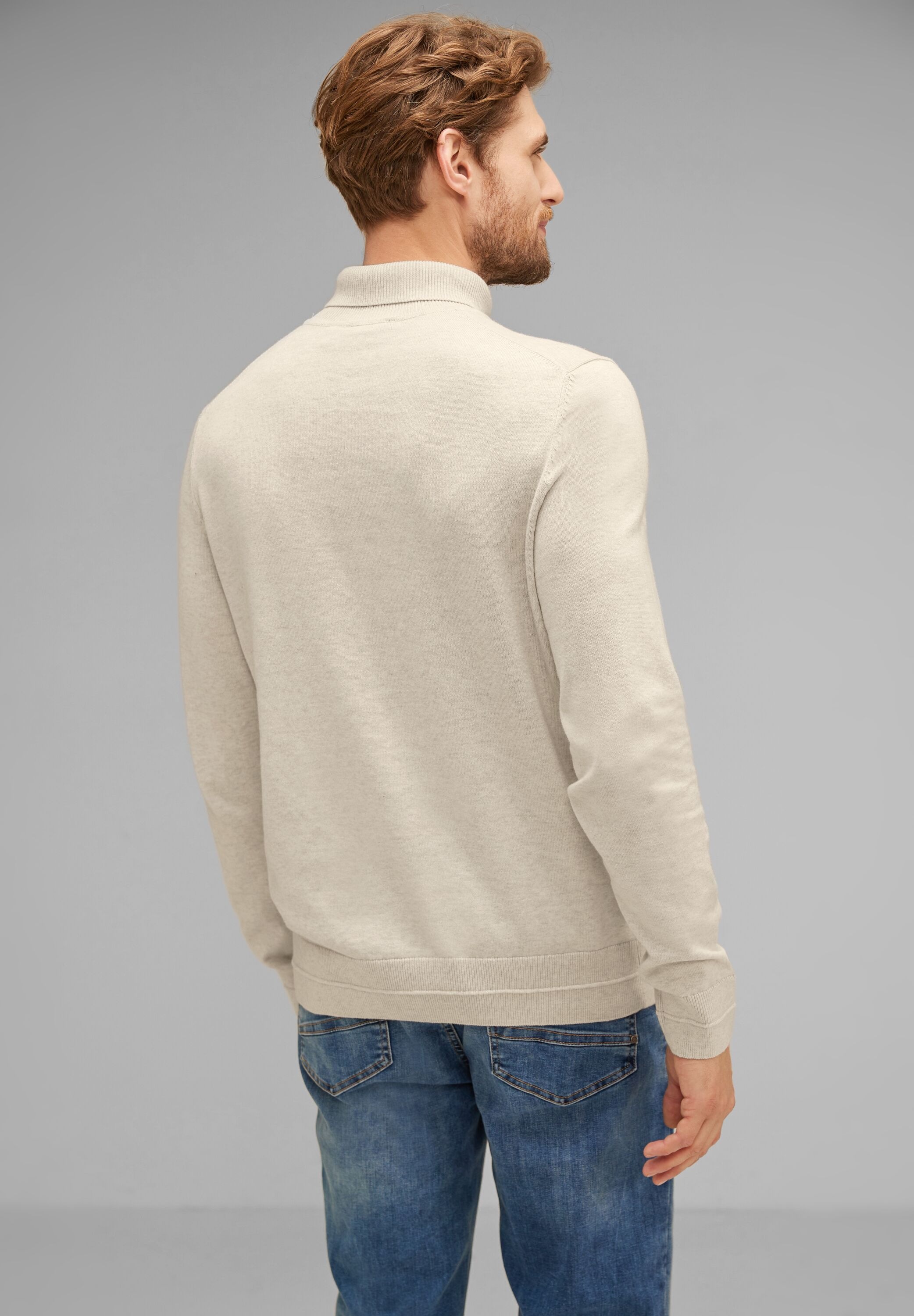 STREET ONE MEN Stehkragenpullover, in Melange Optik