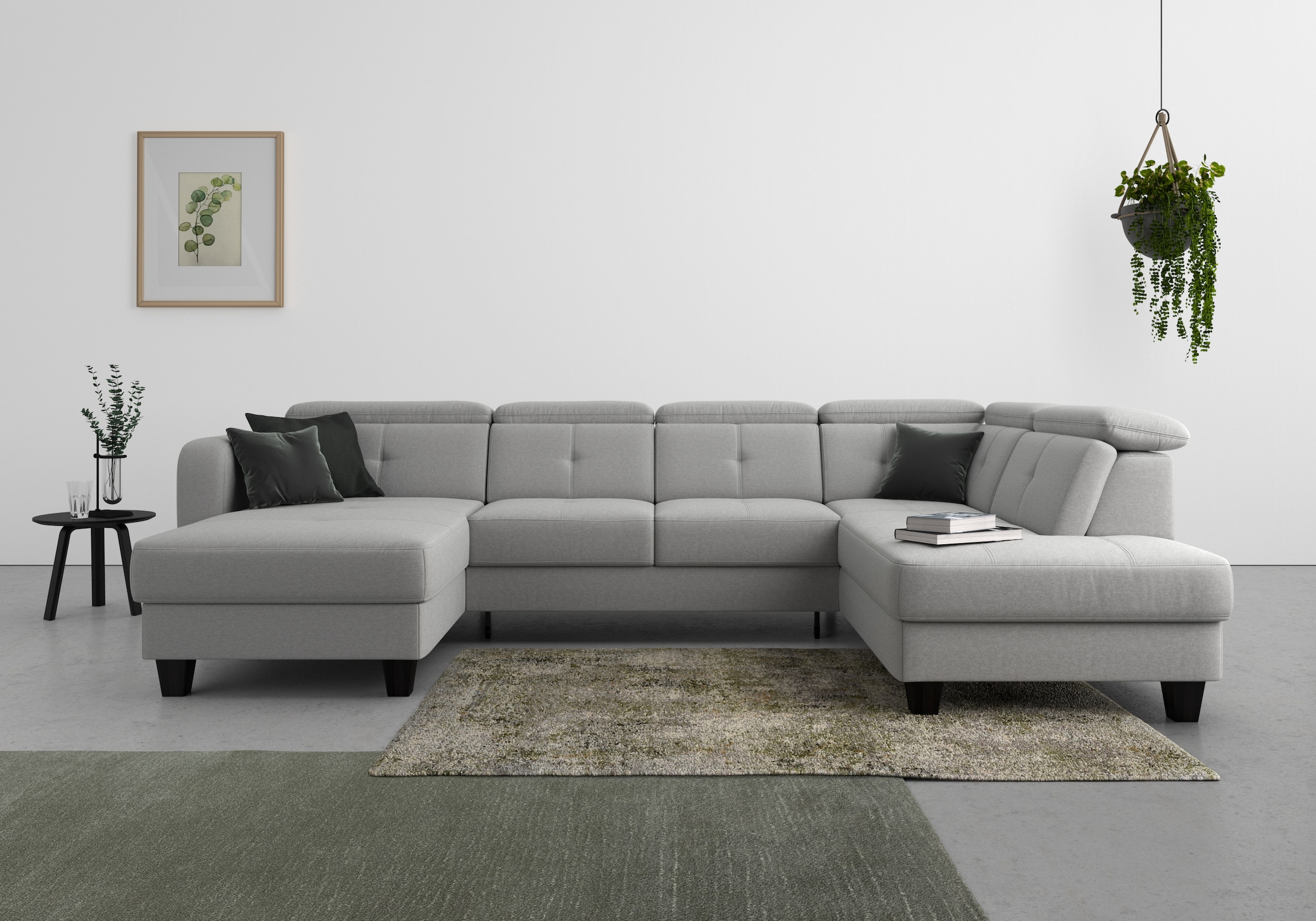 sit&more Wohnlandschaft "Belluci U-Form" Kopfteilverstellung und Federkern, wahlweise mit Schlaffunktion