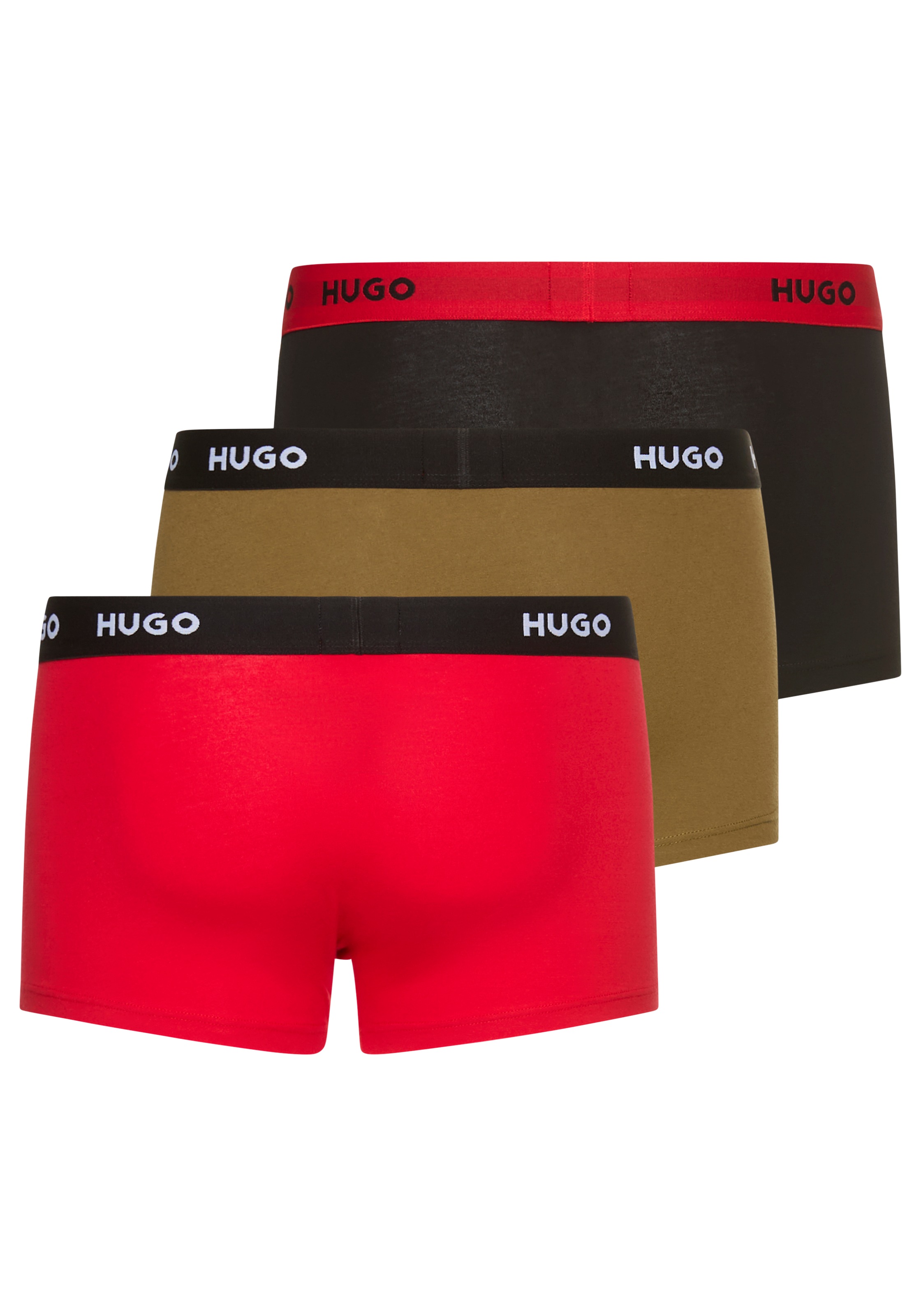 Thumbnail - HUGO Underwear "TRUNK TRIPLET PACK" Packung, 3 Stk. mit Logoschriftzug auf dem Bund