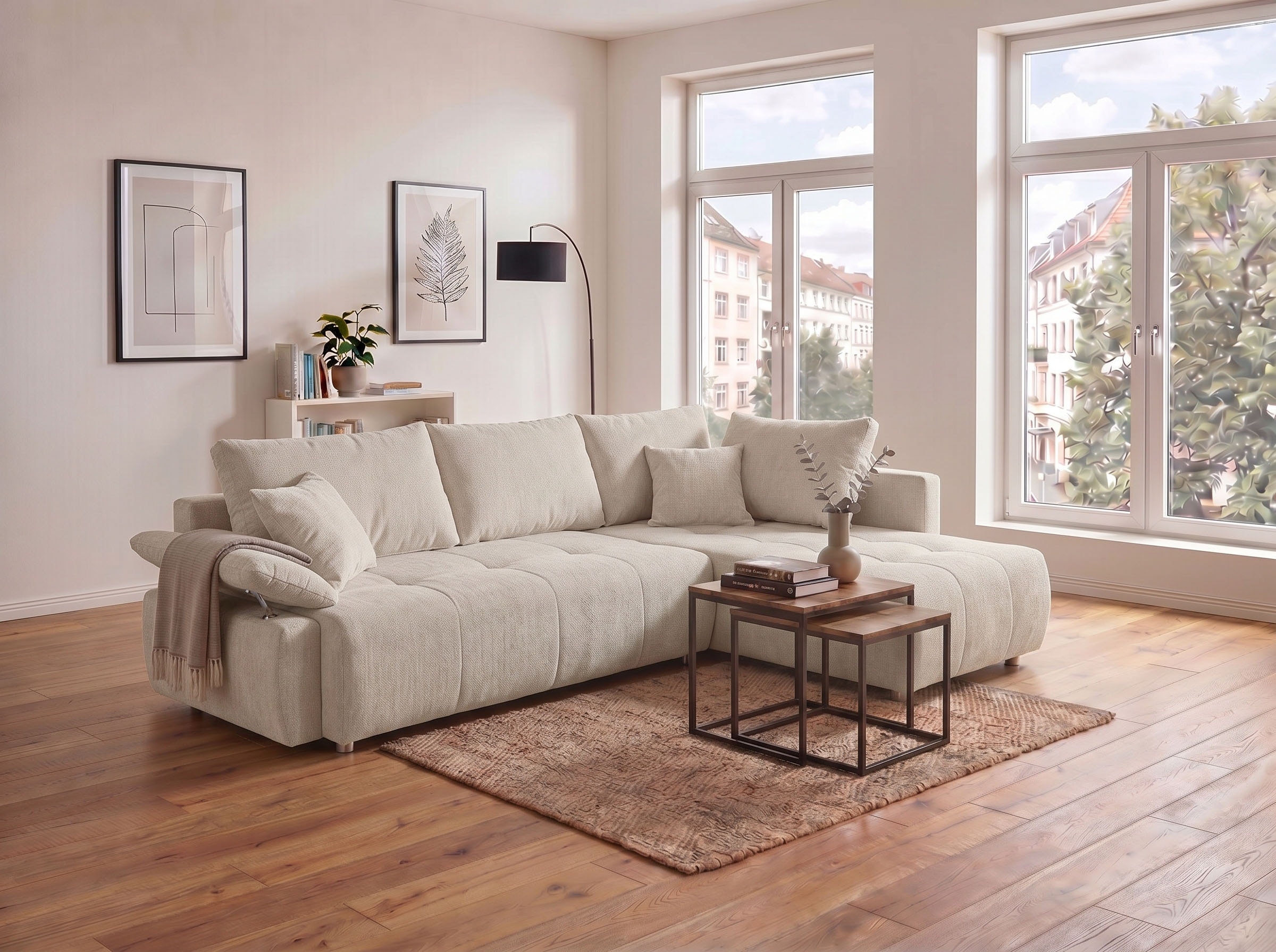 COLLECTION AB Ecksofa "Funtastic L-Form, B: 213 cm, Schlaffunktion, Bettkasten, auch in Cord" Armteilverstellung, Bonnellfederkern, frei stellbar