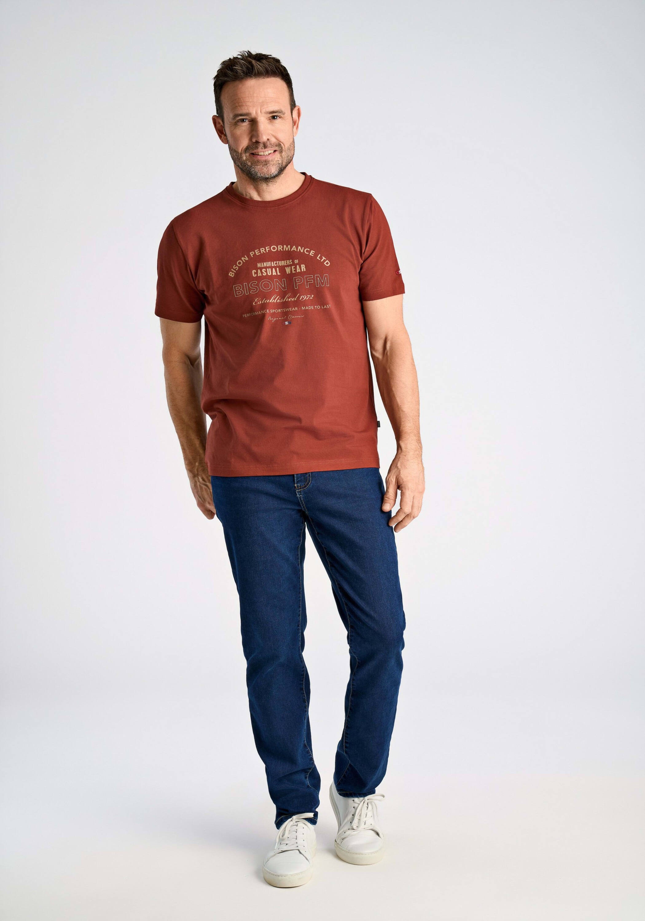 Bison Comfort Fit T-Shirt Rouge Foncé 3XL 3