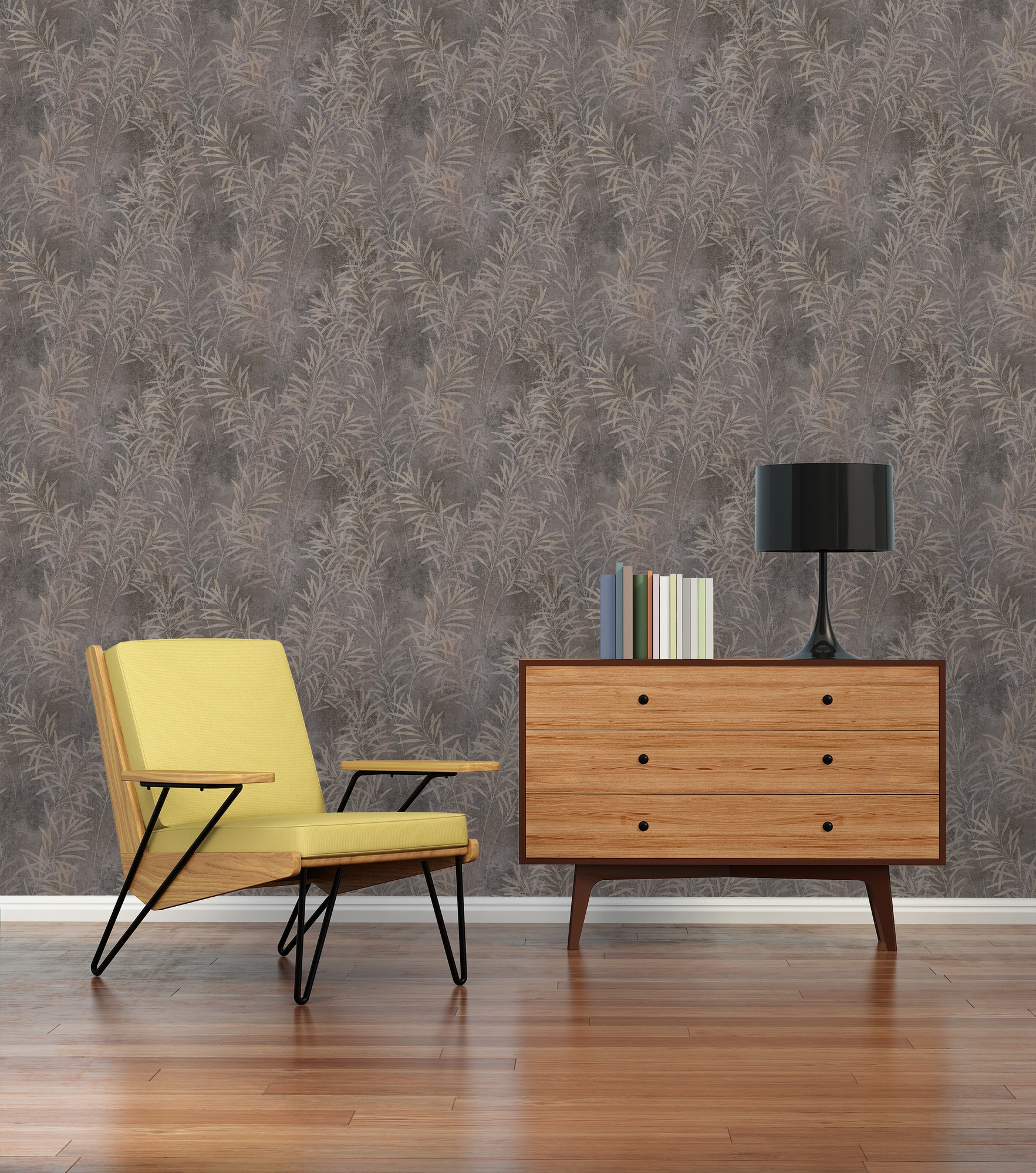 A.S. Création Vliestapete »Terra Tapete Floral Blätter«, matt-gemustert-neutral, Landhaus-Tapete Natur Metallic Tapeten Wohnzimmer Schlafzimmer Küche