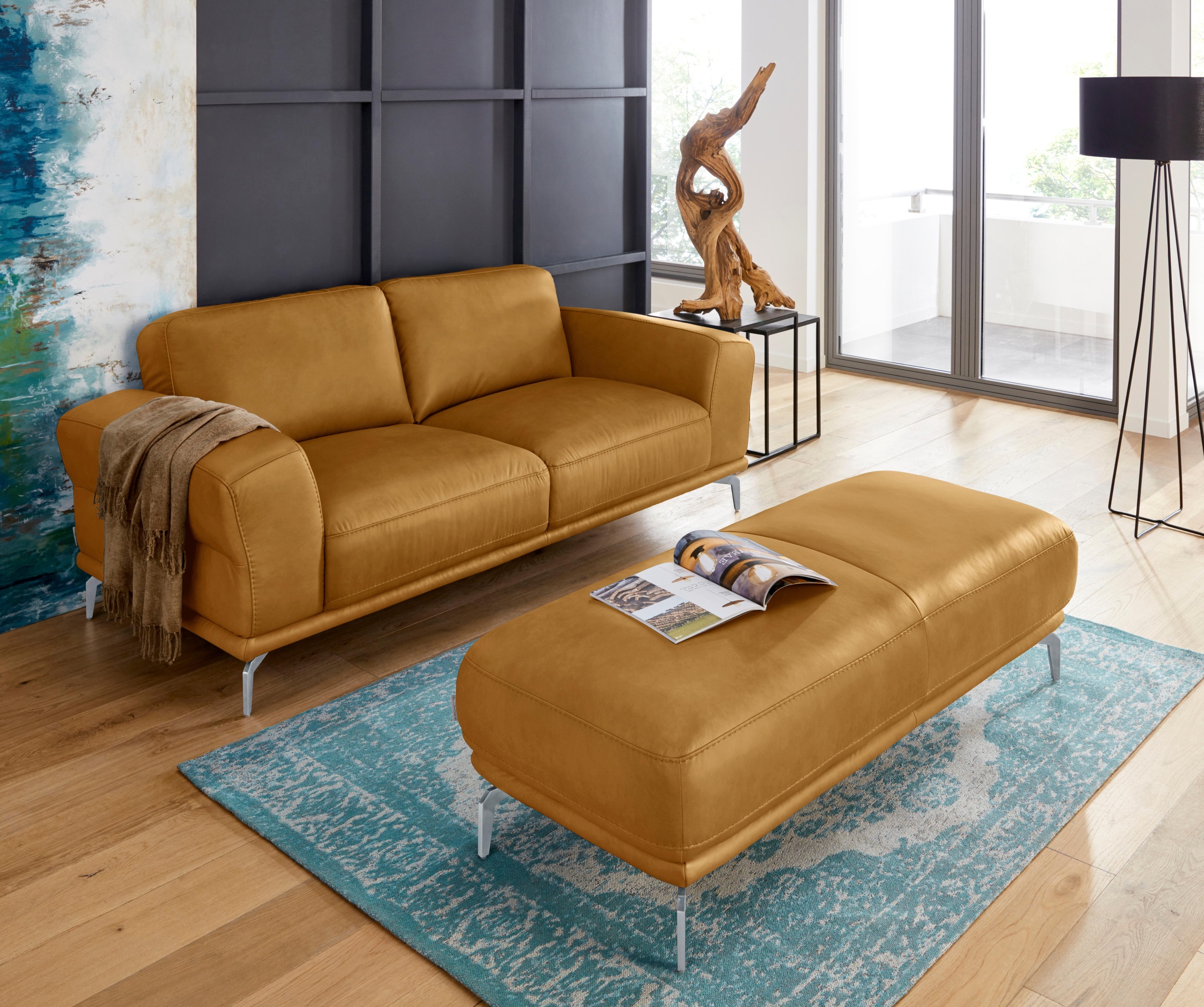 W.SCHILLIG Hocker »montanaa«, mit Metallfüßen in Silber matt, Breite 141 cm