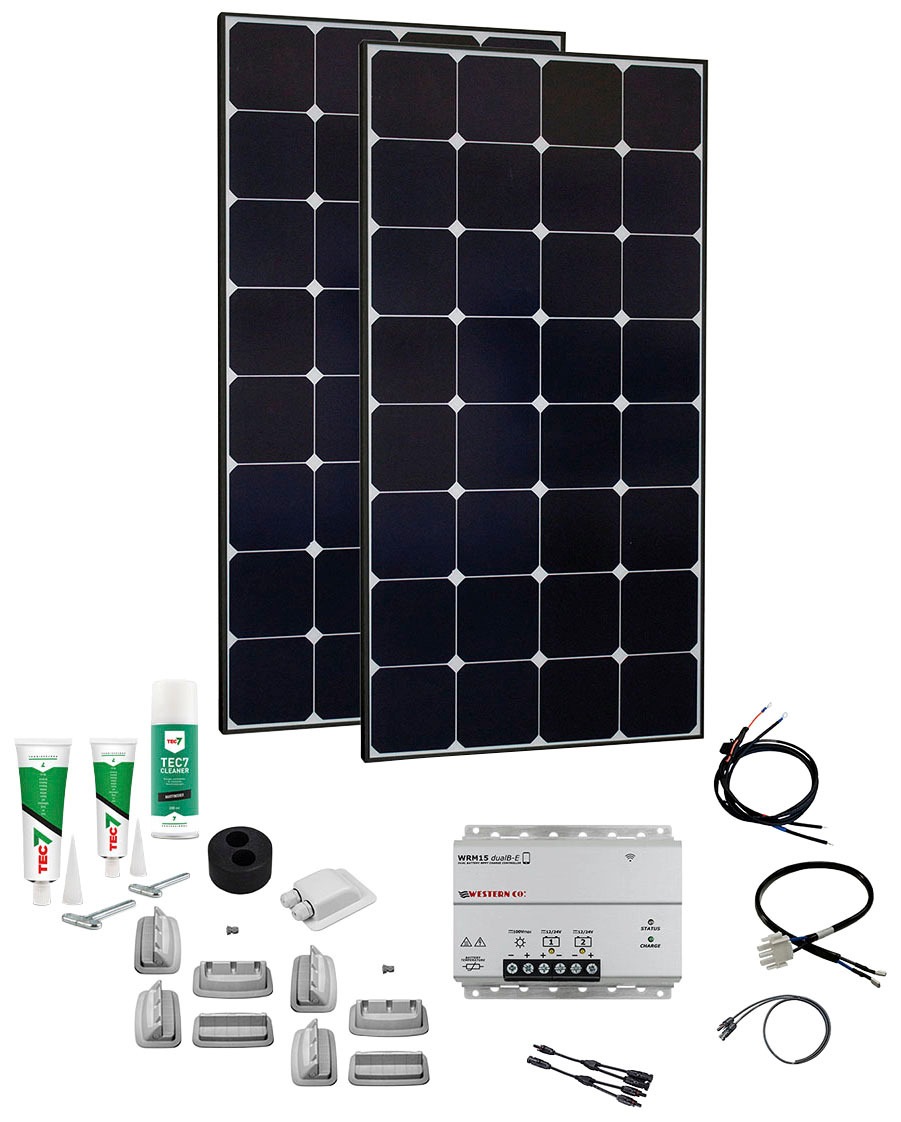 PHAESUN Solaranlage "SPR Caravan Kit, Solar Peak MPPT Duo 240W", schwarz-weiß, Solarmodule
