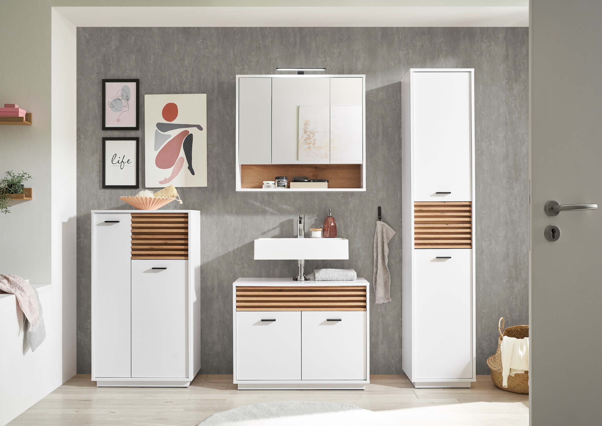 BASIC by Balculina Midischrank »Liguria B/H/T 60x106x35 cm« 1 Stk. tlg. Breite 60cm, Unterflurauszug, FSC-Mix 70%