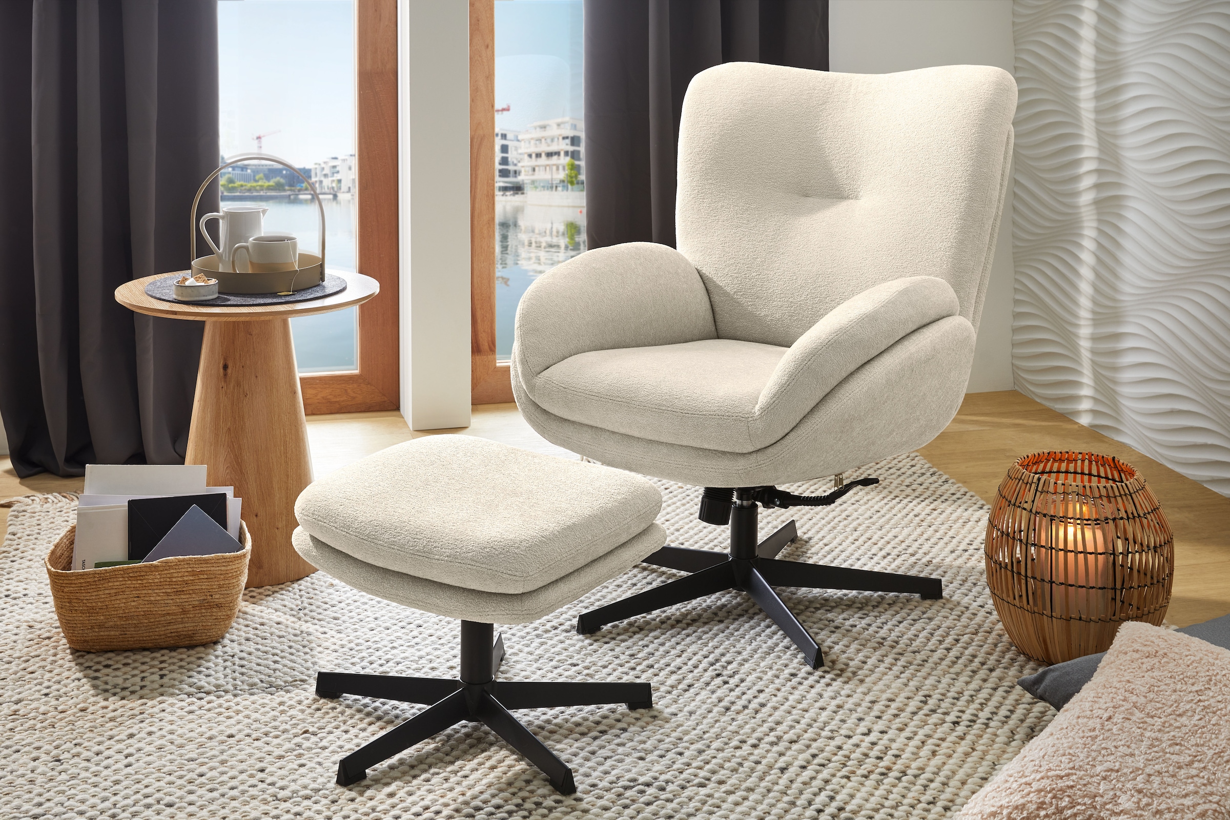 Jockenhöfer Gruppe Relaxsessel »Hawaii« inklusive Hocker, 360° Drehfunktion, feststellbare Wipp-Funktion