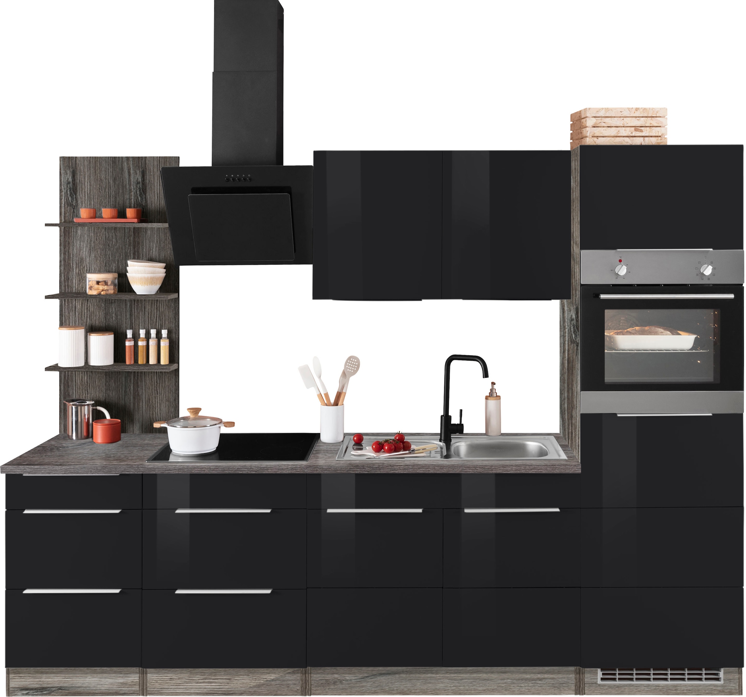 Kochstation Küchenzeile »KS-Brindisi«, mit E-Geräten, Breite 270 cm