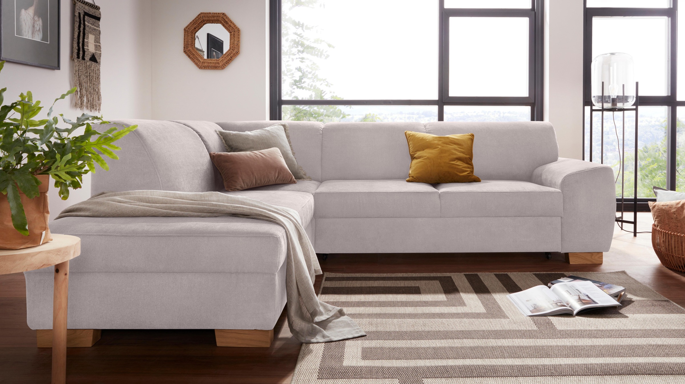 DOMO collection Ecksofa »Incanto kubische Formensprache, komfortabel, L-Form«, wahlweise mit Bettfunktion
