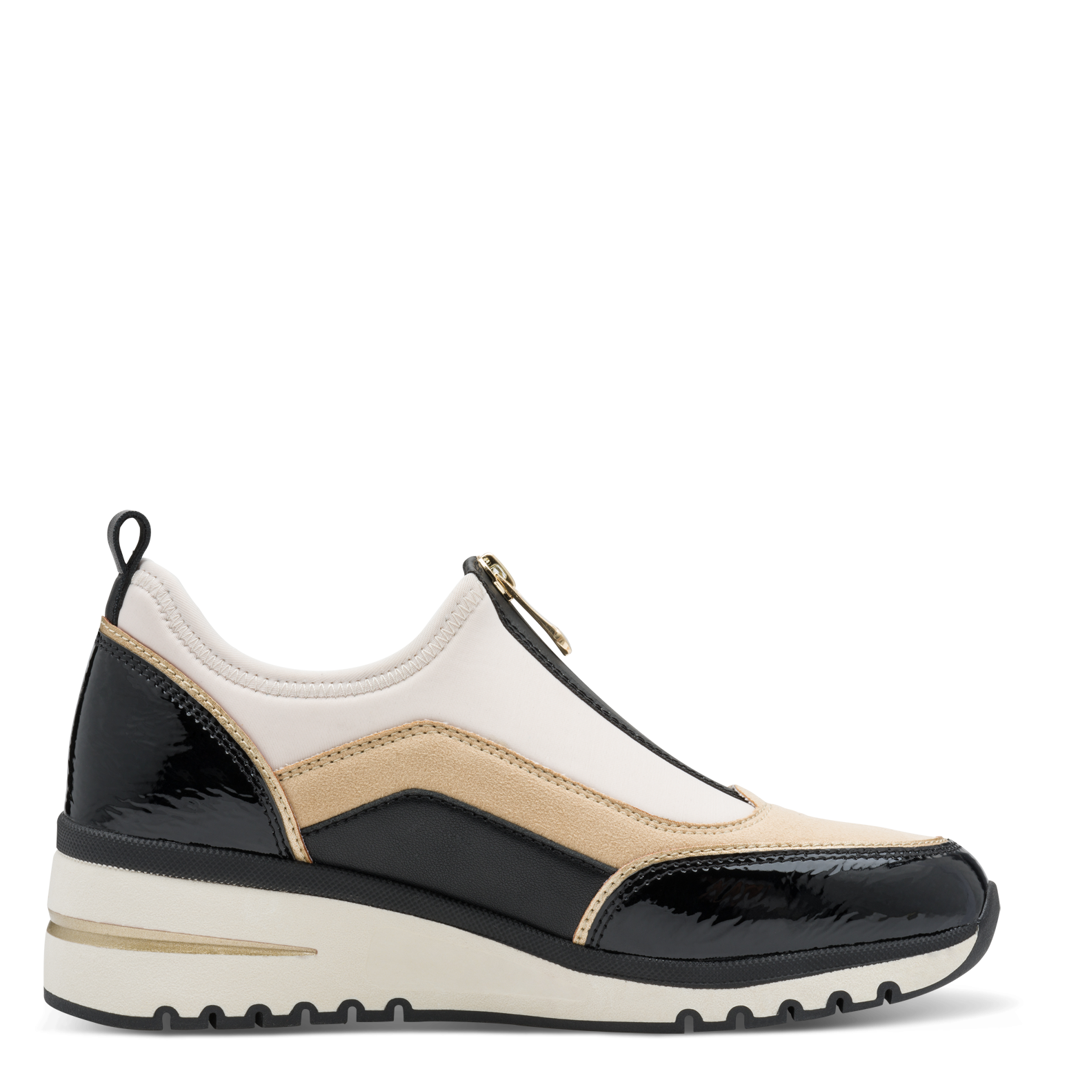 MARCO TOZZI Slip-On Sneaker, Keilabsatz, Halbschuh, Freizeitschuh mit Front-Reißverschluss