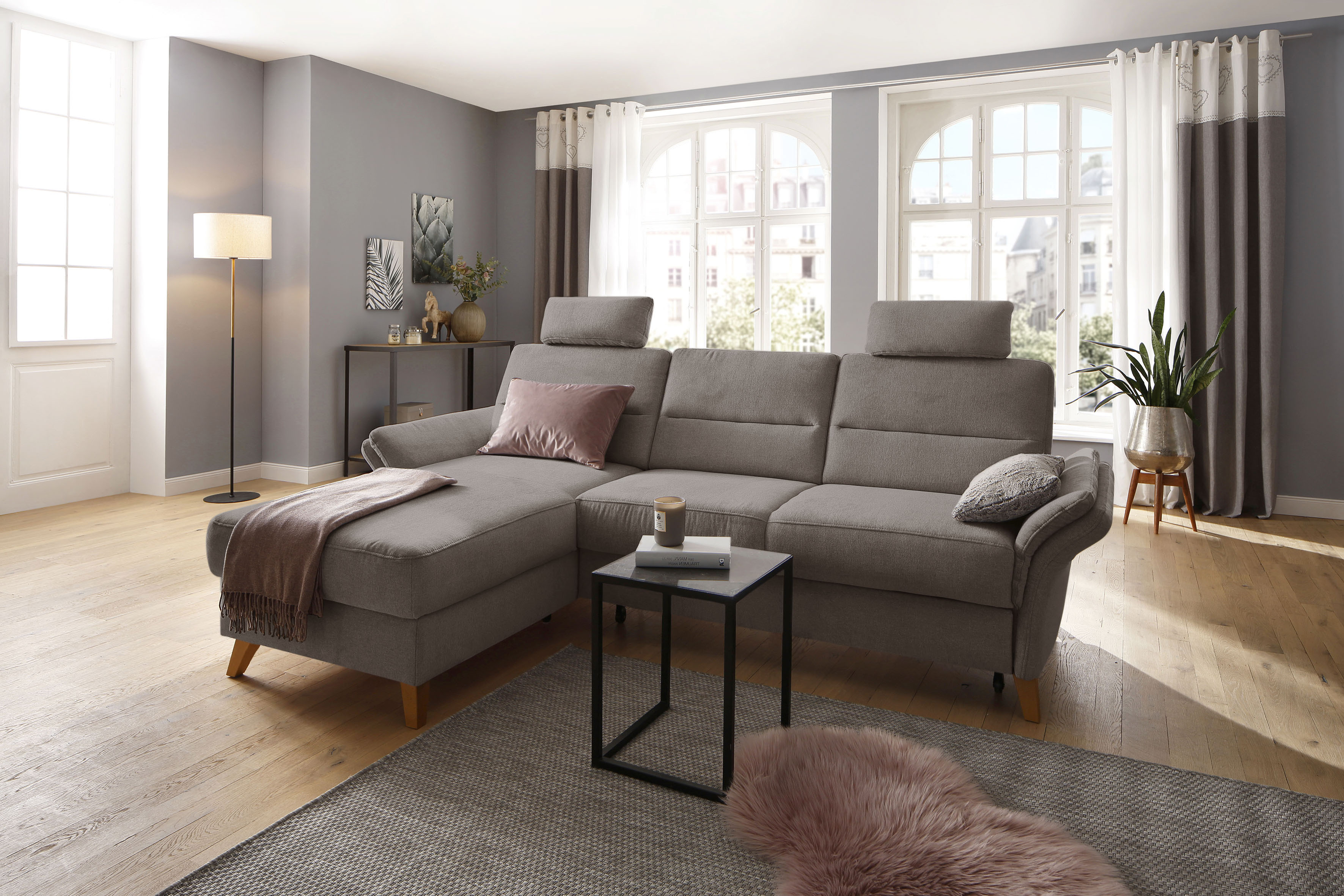 OTTO home Ecksofa "Westerland L-Form" Federkern-Polsterung, wahlweise mit Schlaffunktion, Bettkasten