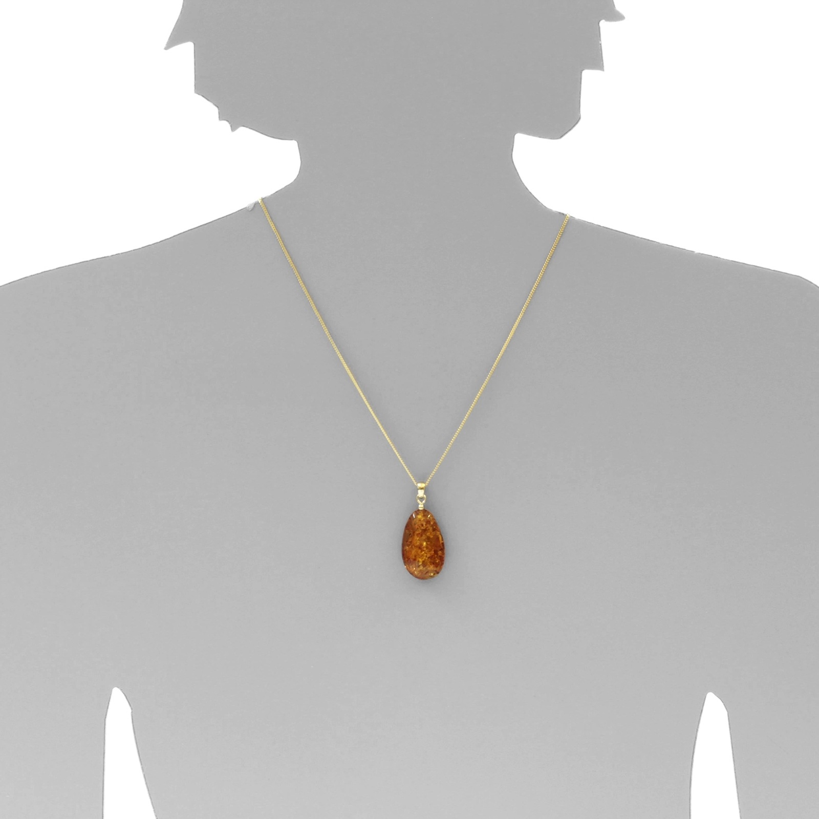 Ostsee-Schmuck Bernstein Tropfen Necklace Gold 45cm 2