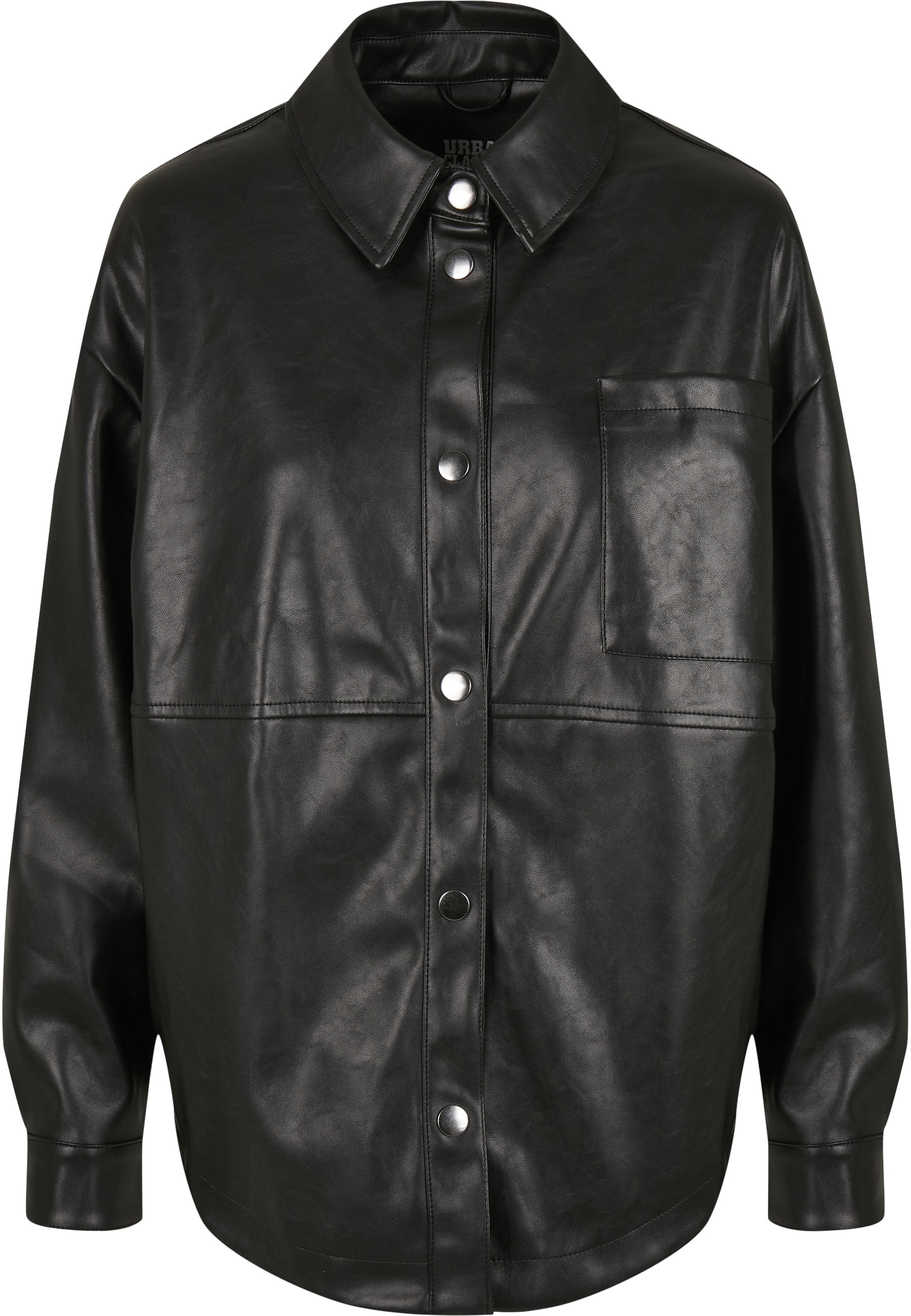 URBAN CLASSICS Hemdbluse "Urban Classics Damen Ladies Faux Leather Overshirt"