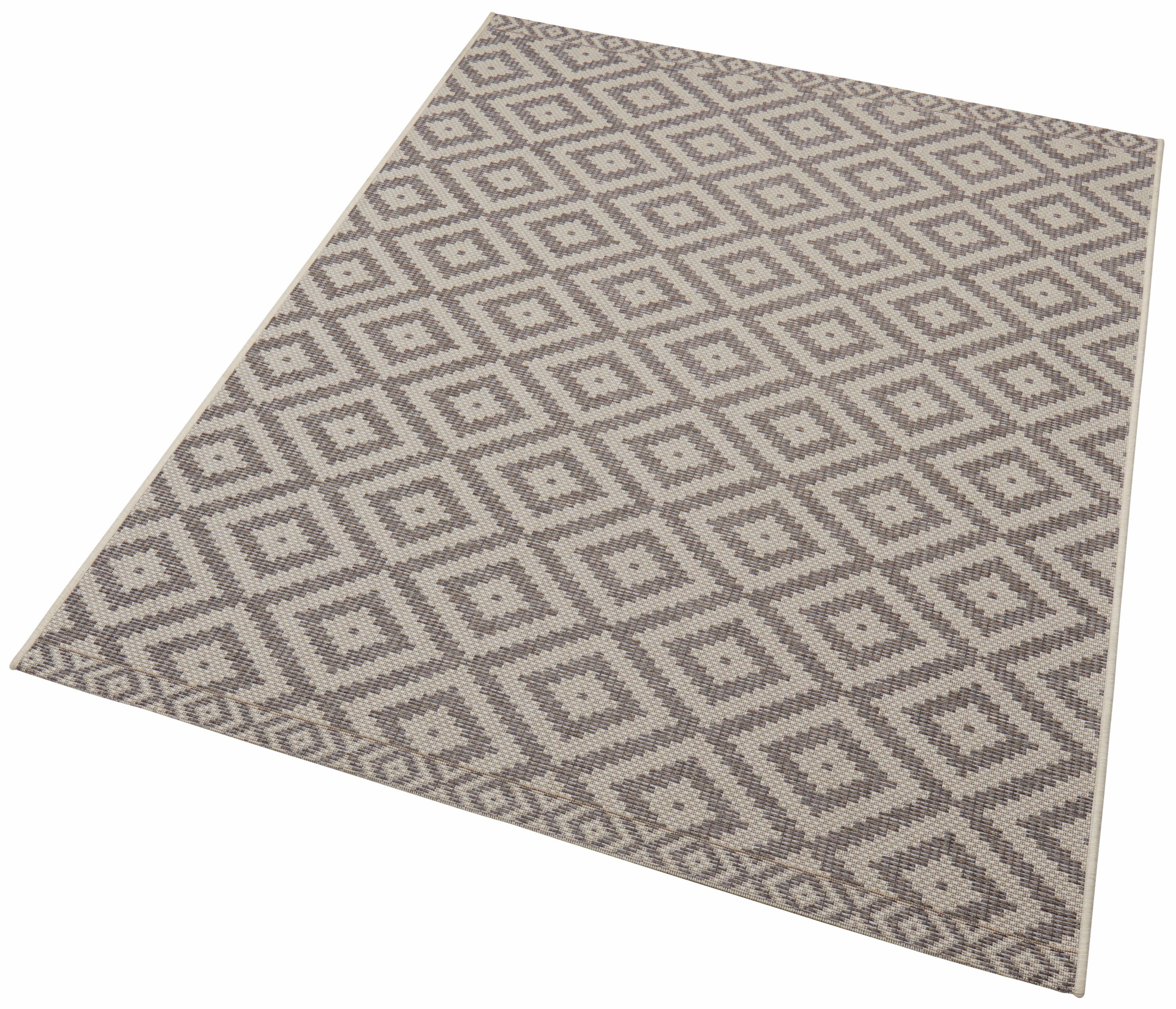 freundin Home Collection Teppich »Summer«, rechteckig, 4 mm Höhe, In-und Outdoor geeignet, Rauten Design, Pflegeleicht, Flachgewebe