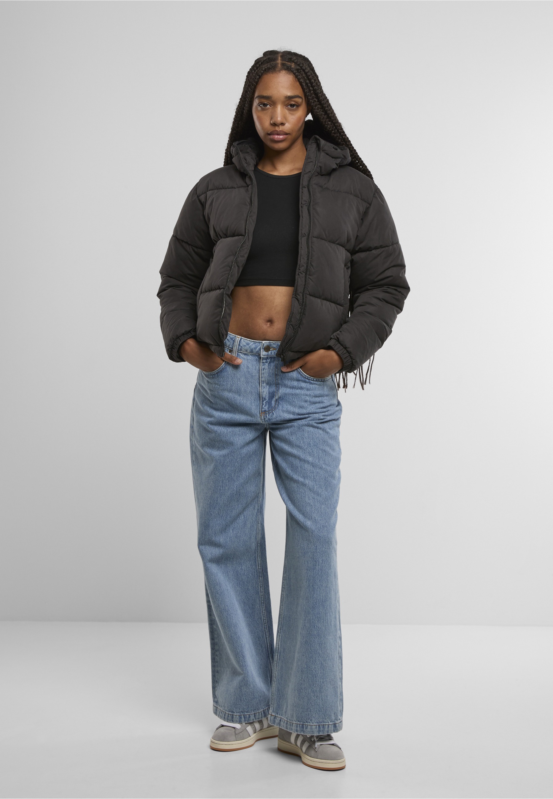 URBAN CLASSICS Winterjacke »Urban Classics Ladies Peached Puffer Jacket With Hood« 1 Stk. tlg. mit Kapuze